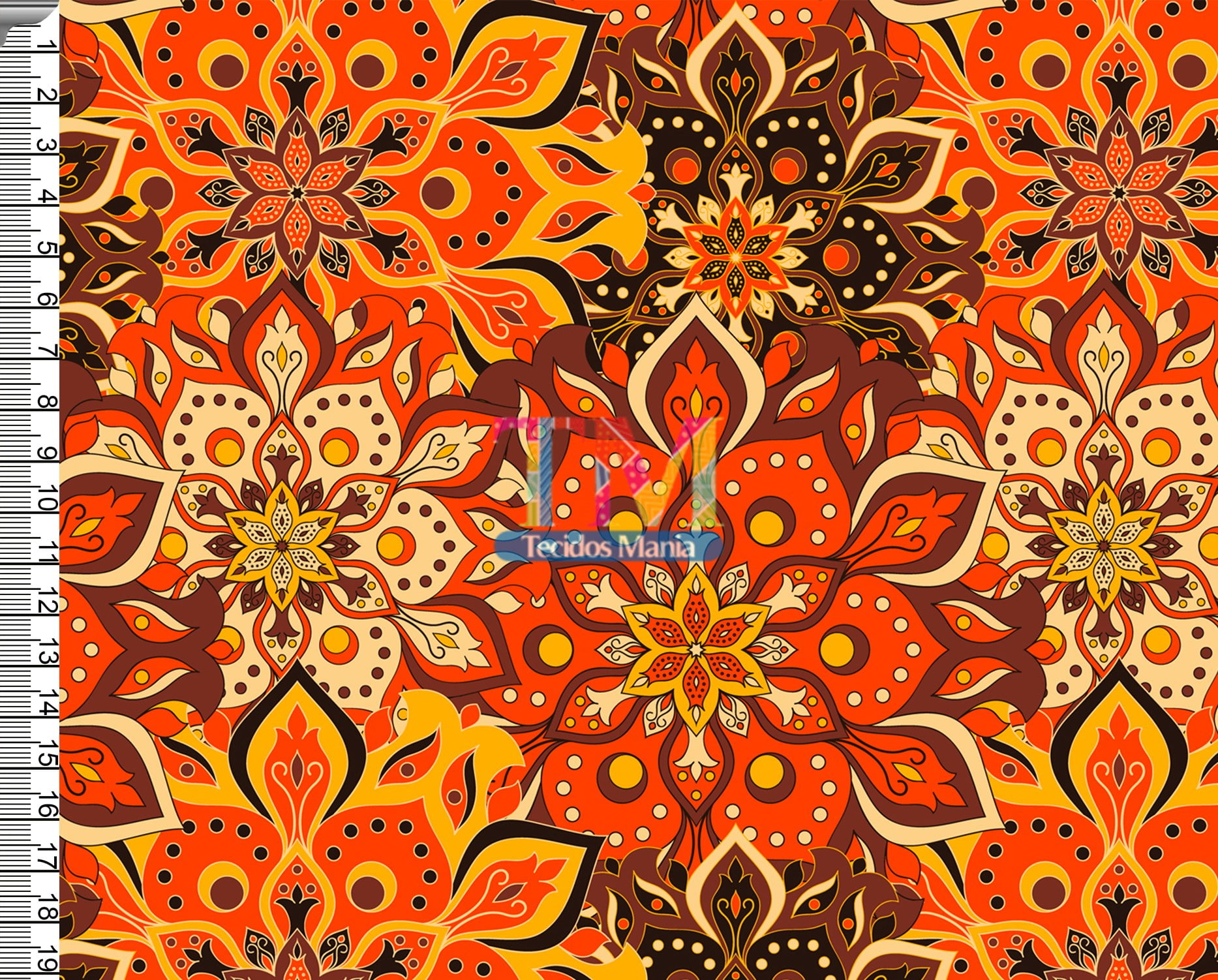 Sintético doll estampado  - Mandala - laranja