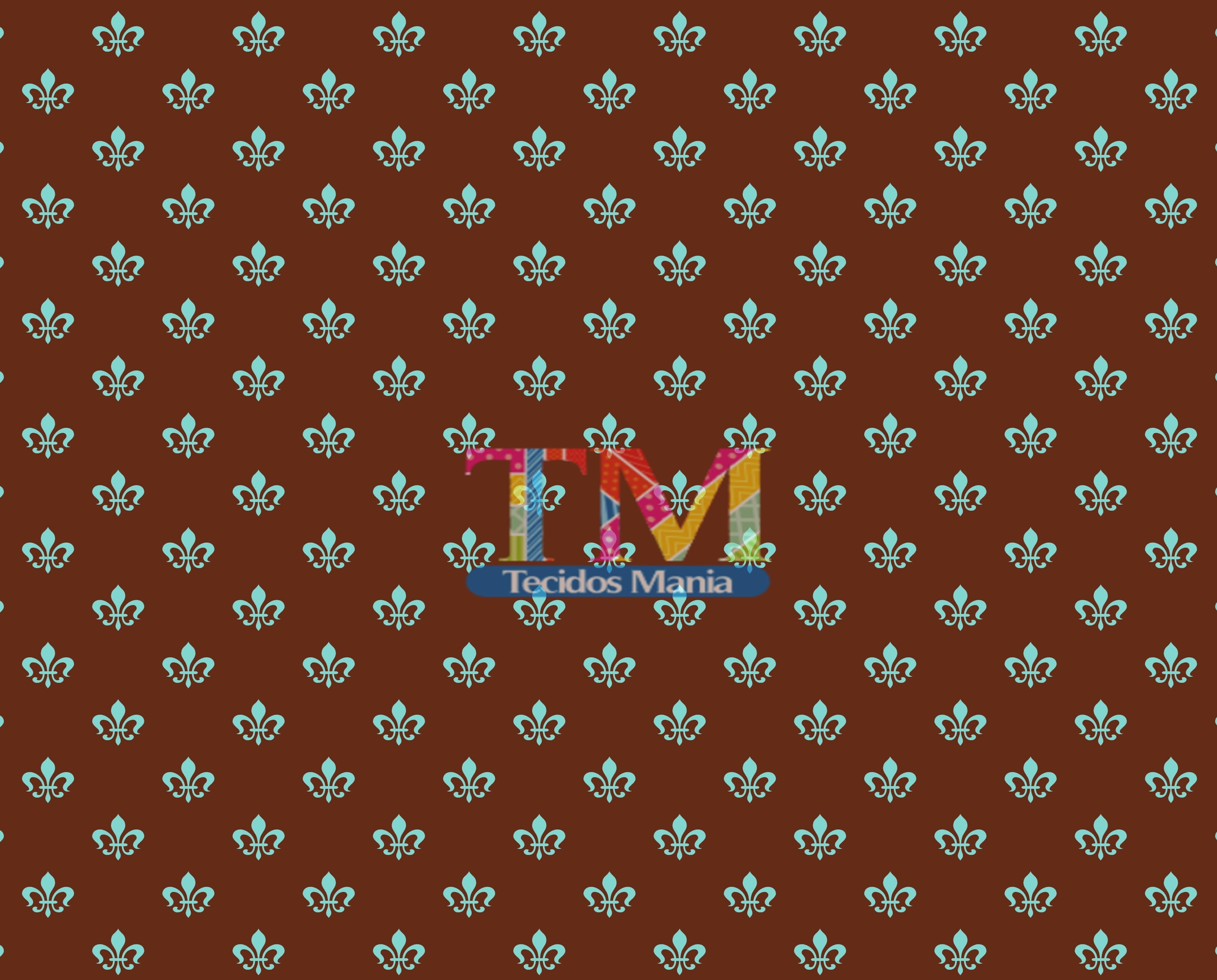 Tecido tricoline, microfibra ou gabardine estampado  - Coroa Tiffany com Marrom