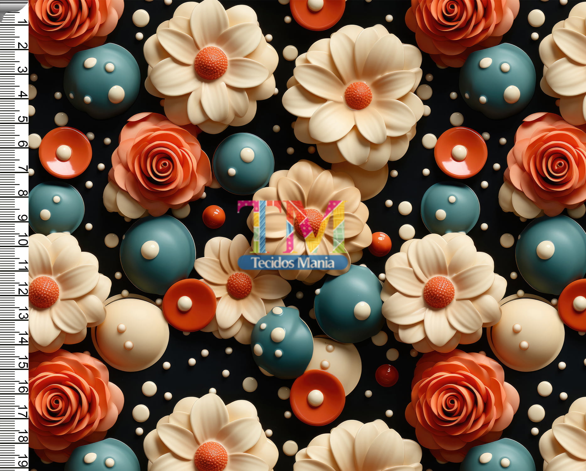 Tecido tricoline, microfibra ou gabardine estampado - Floral - doces - 3D 