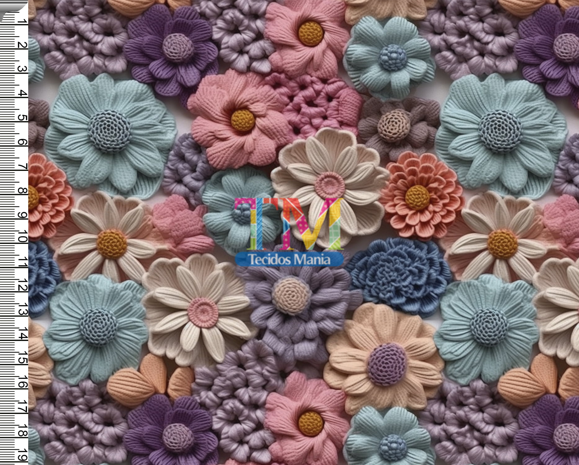 Tecido tricoline, microfibra ou gabardine estampado - Floral - kiara - bordado - 3D  