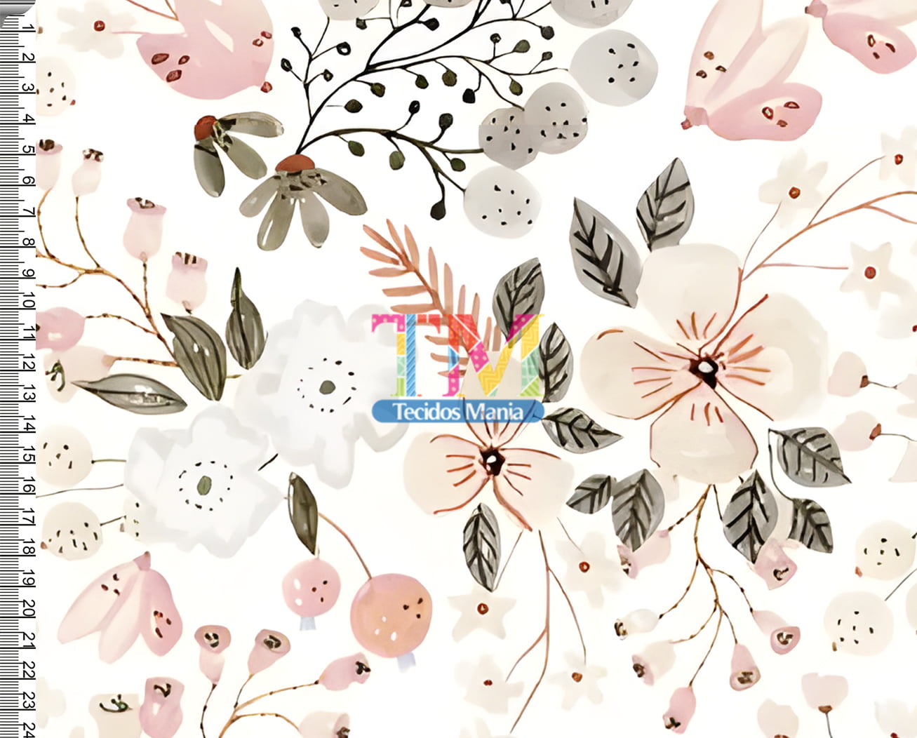Tecido tricoline, microfibra ou gabardine estampado - Floral - Liz