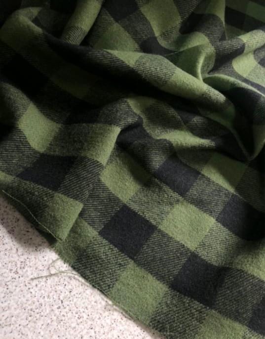 Tecido Flanela Xadrez  quadrado 3cm x 3cm - Verde com preto