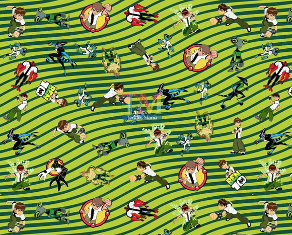 Tecido Oxford Estampa Digital - Ben 10 - Fundo Verde