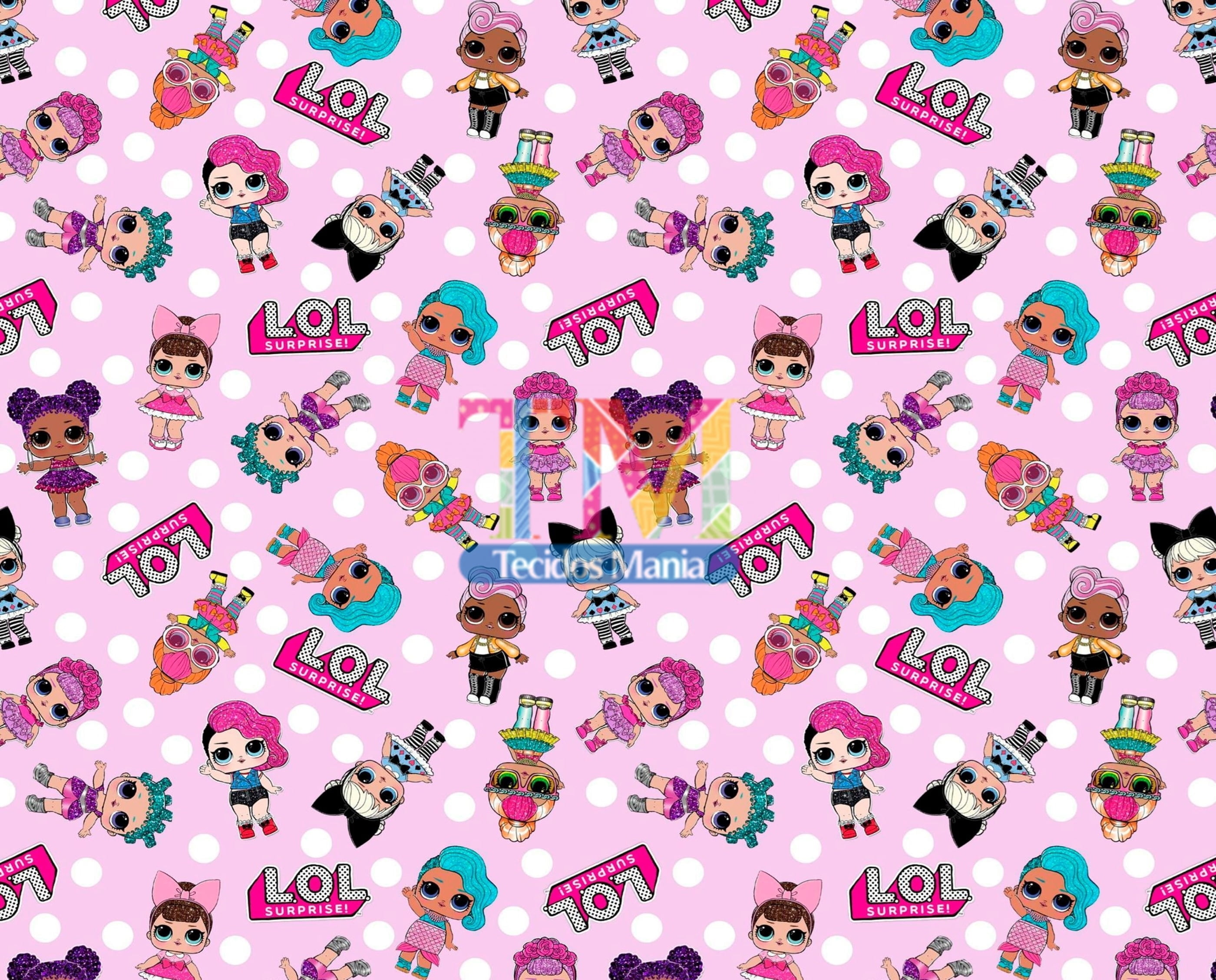 Tecido Oxford Estampa Digital - Bonecas Lol - Fundo Lilás