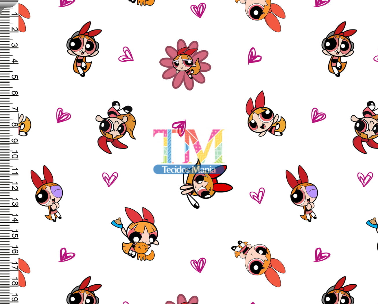 Tecido Oxford Estampa Digital - Florzinha - Super Poderosas - Fundo Branco