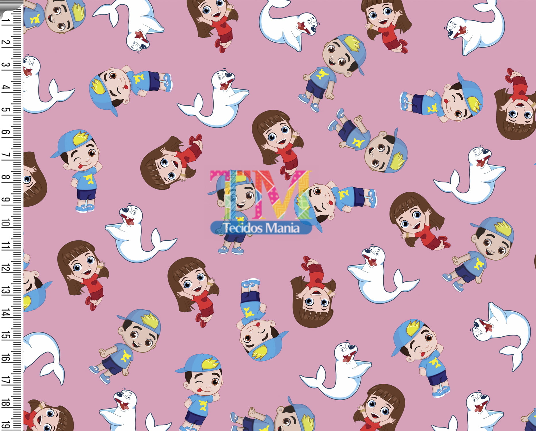 Tecido Oxford Estampa Digital - Luccas Neto - Fundo Rosa