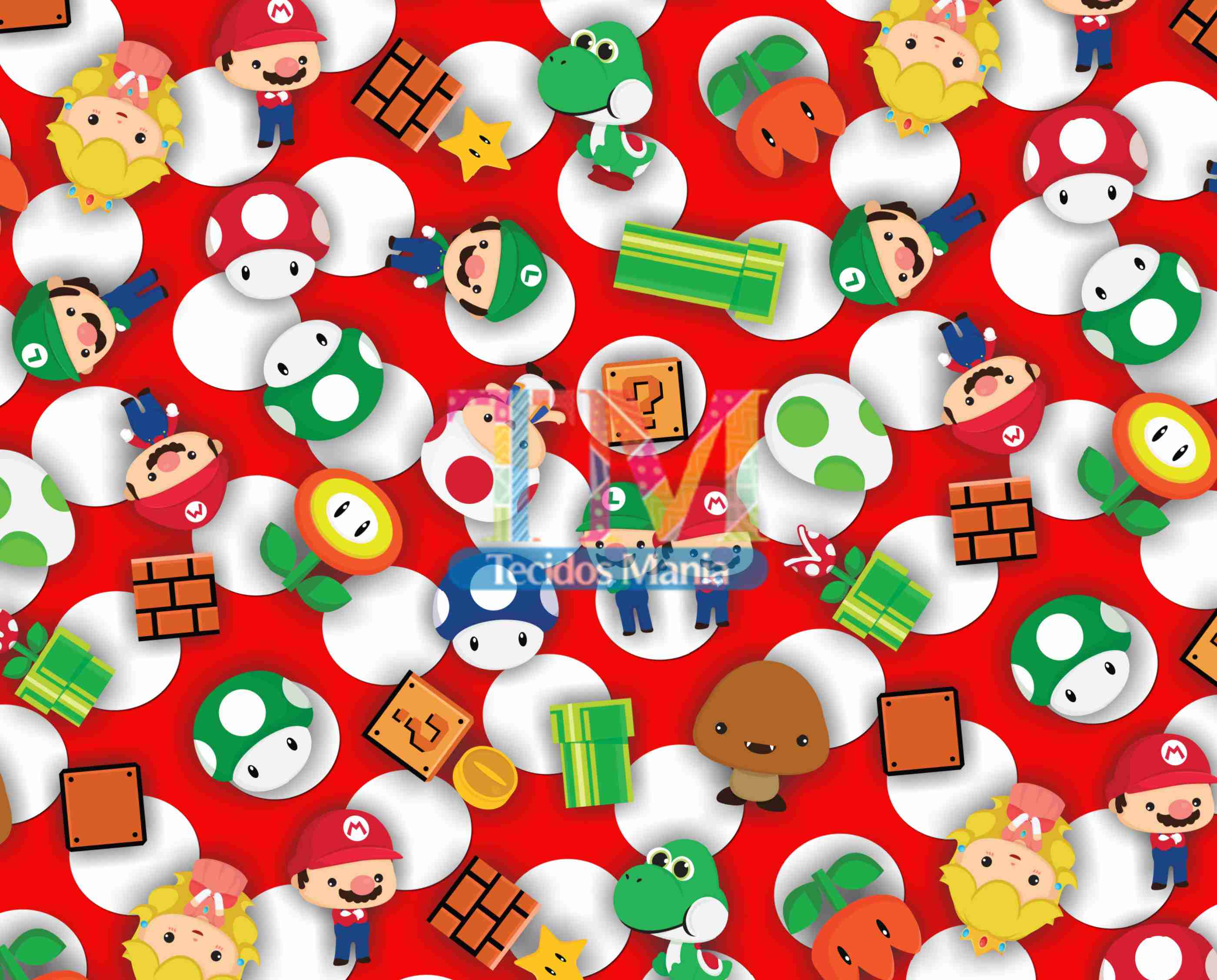 Tecido Oxford Estampa Digital - Mario Bros - Toy