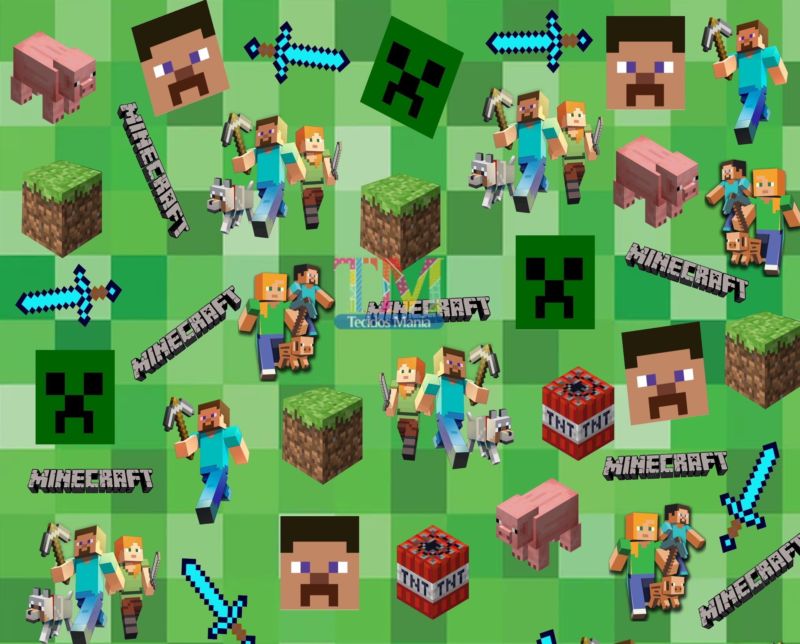 Tecido Oxford Estampa Digital - Minecraft 