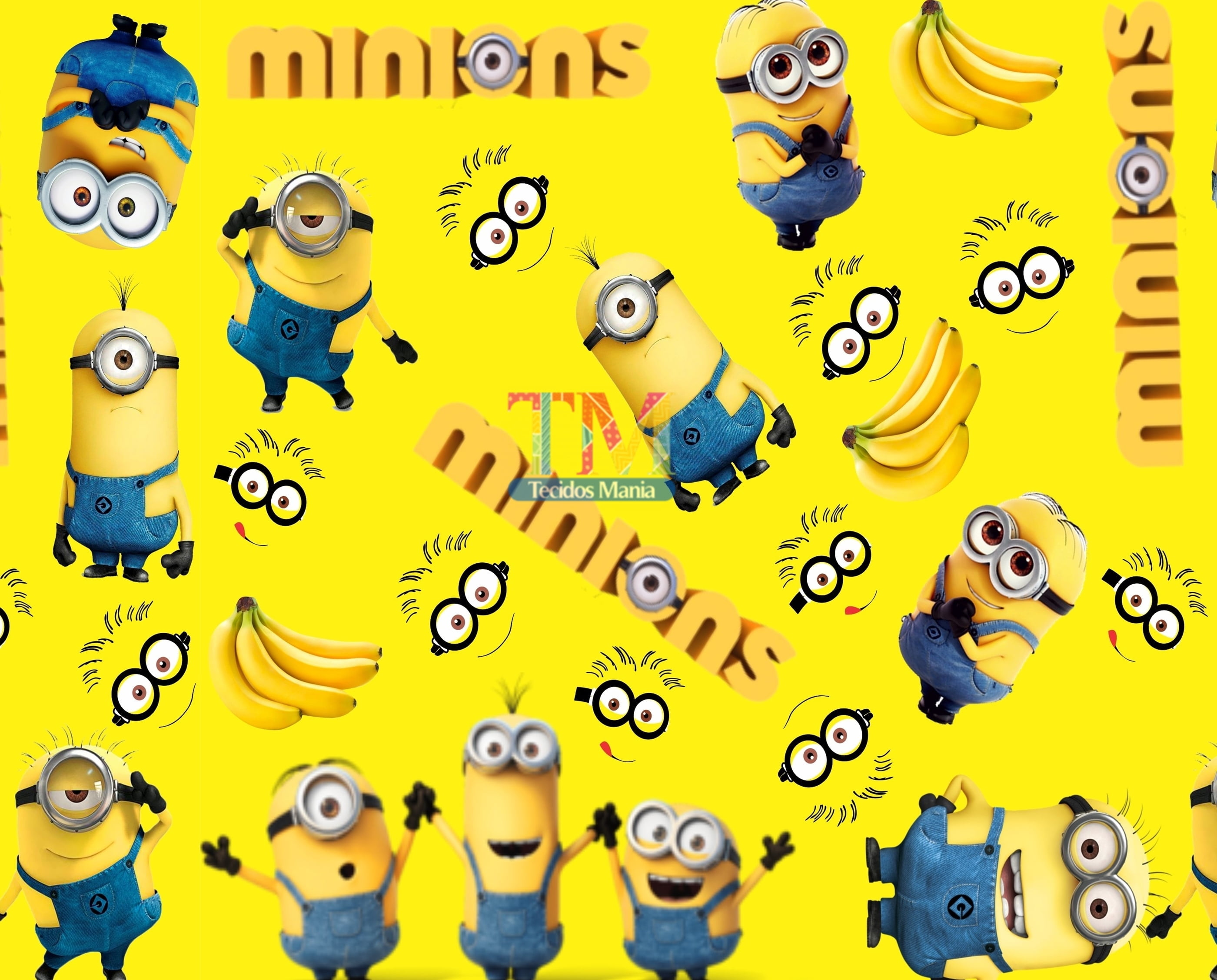 Tecido Oxford Estampa Digital - Minions Bananas