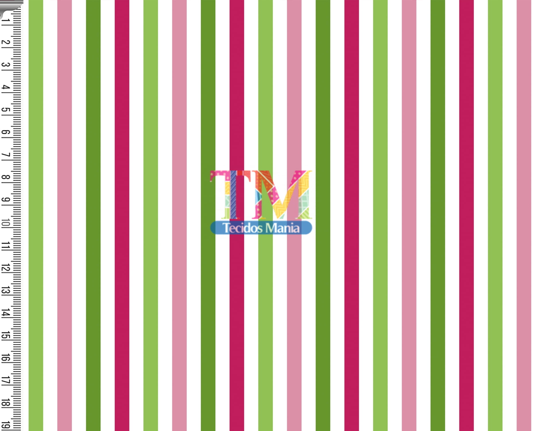 Tecido Oxford Estampa Digital - Listras Coloridas - Rosa e Verde