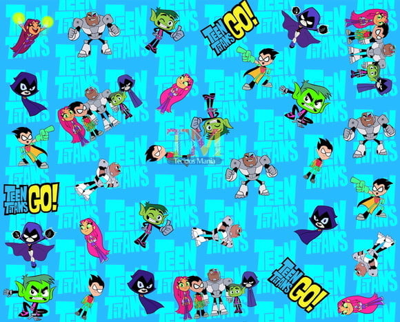 Tecido Oxford Estampa Digital - Os Jovens Titãs - Fundo Azul