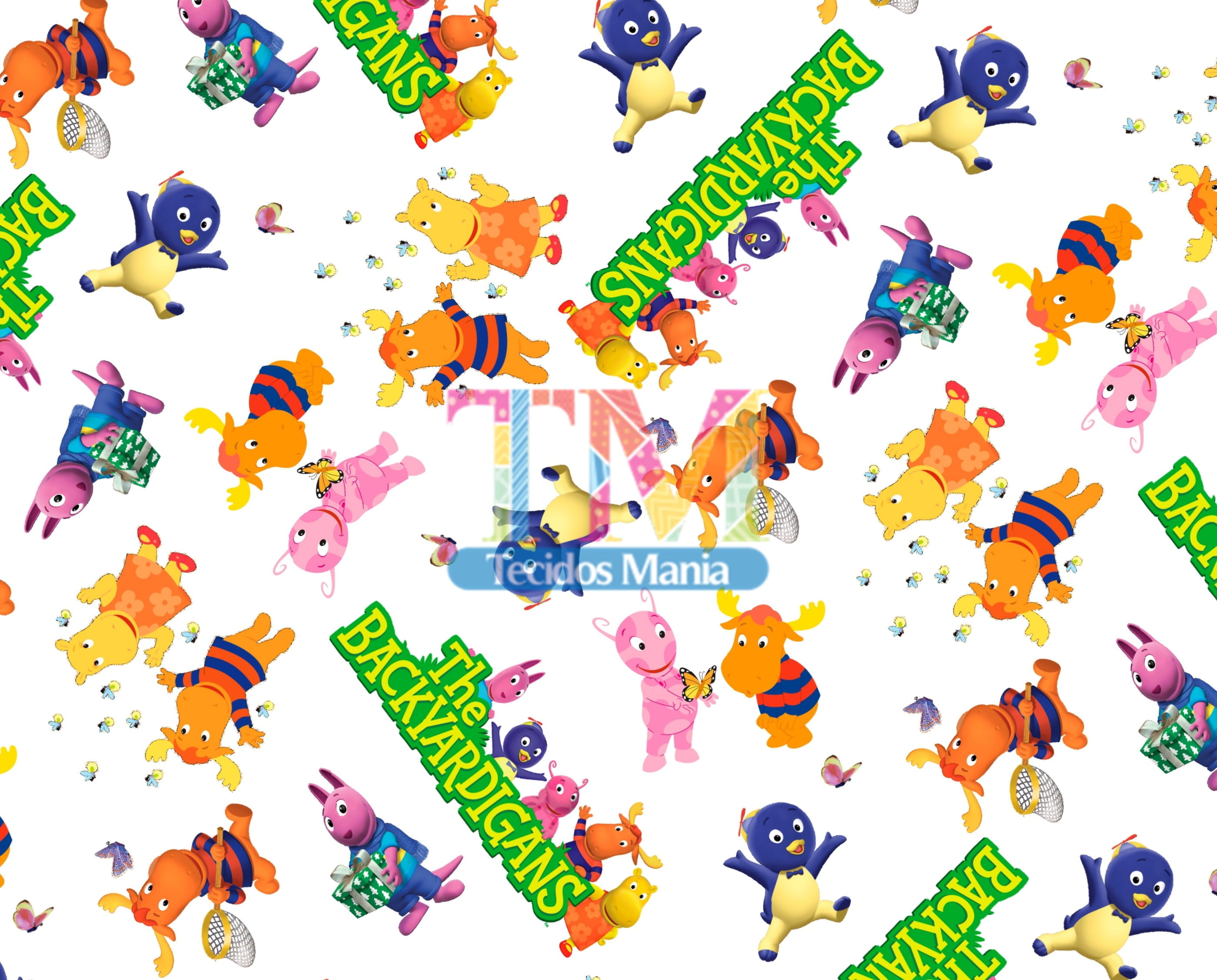 Tecido Oxford Estampa Digital - Os Backyardigans - Fundo Branco