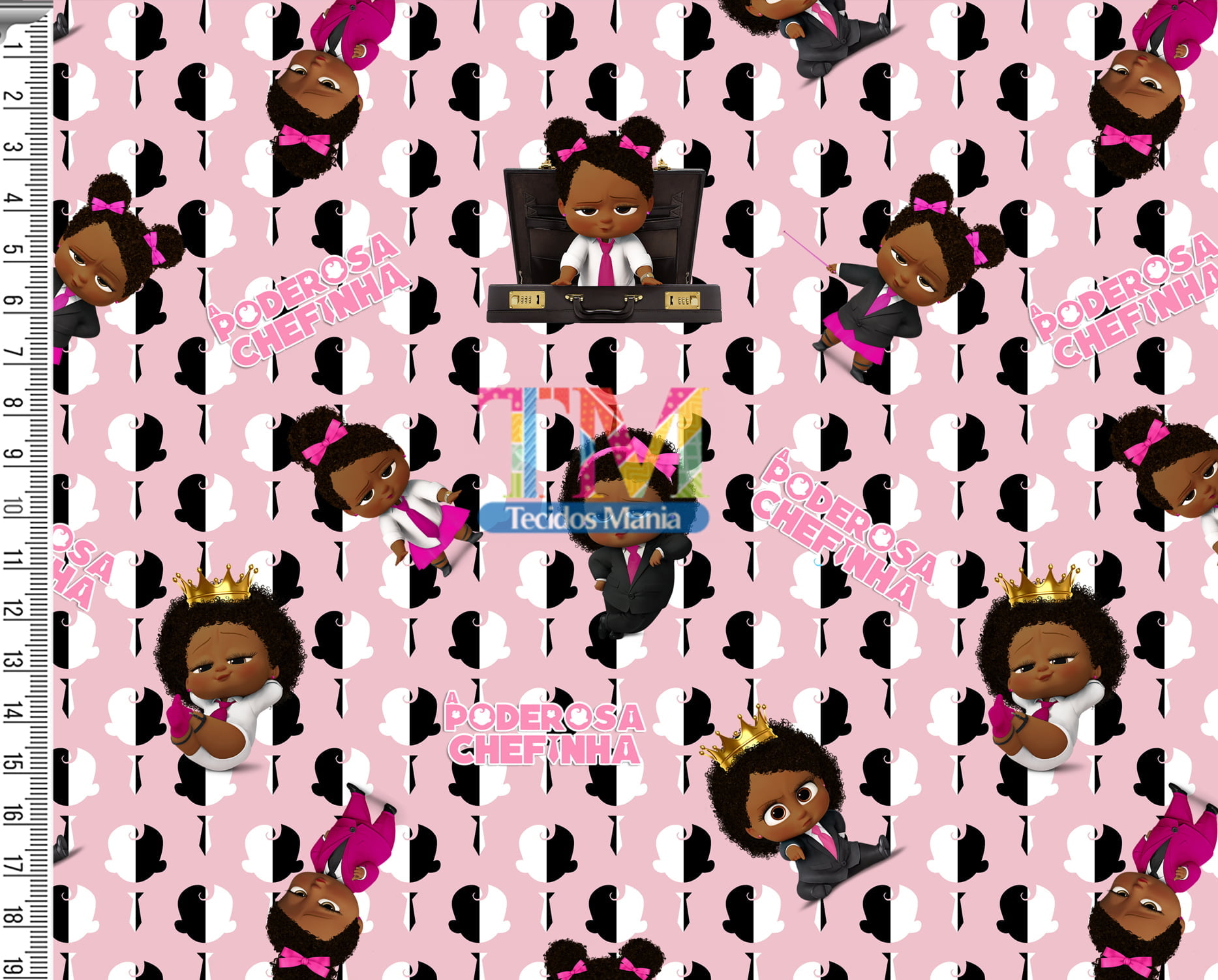 Tecido Oxford Estampa Digital - A Poderosa Chefinha - Negra Afro - Rosa