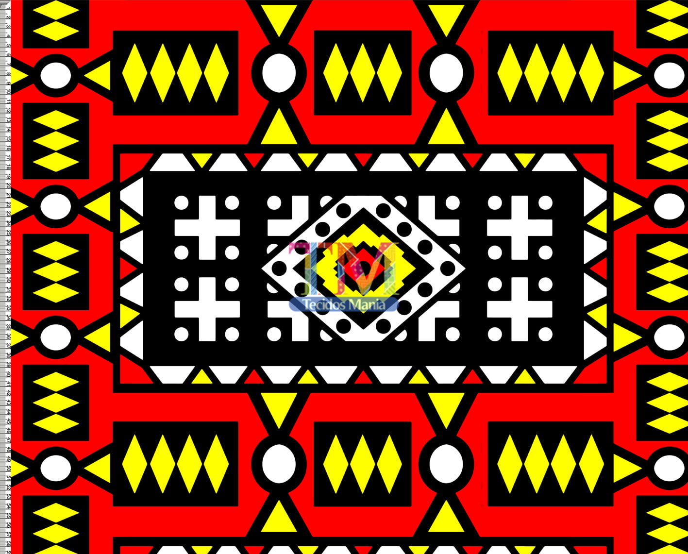 Tecido Oxford Estampa Digital - Africano - Samakaka - Vermelho