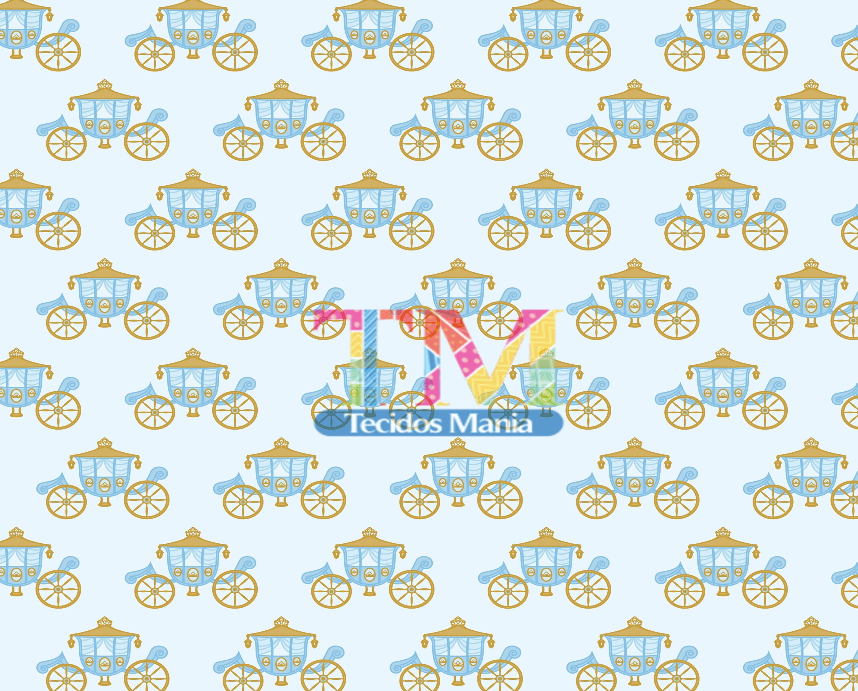 Tecido Oxford Estampa Digital - Alice No Pais Das Maravilhas - Carruagem