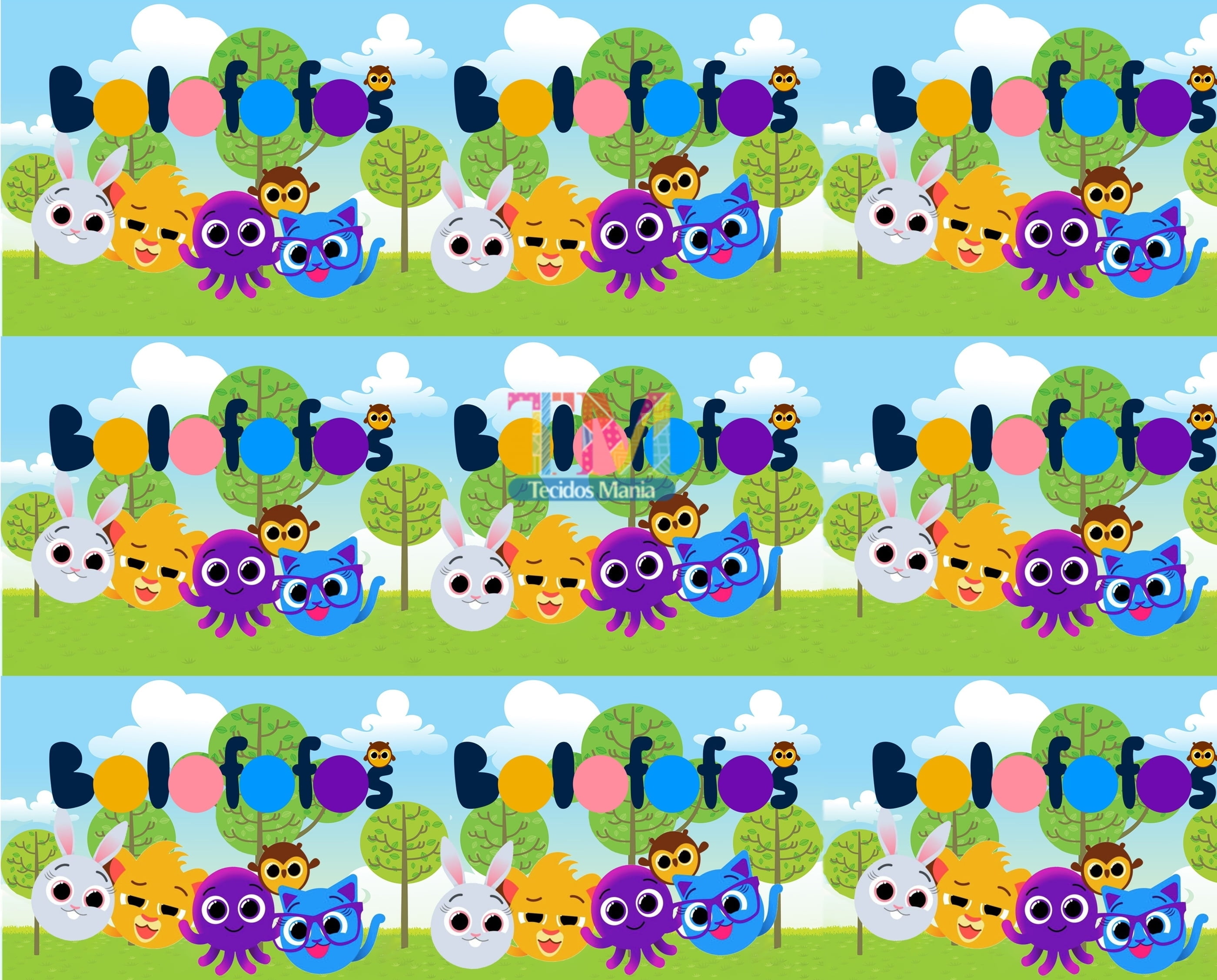 Tecido Oxford Estampa Digital - Bolofofos E Sua Turma