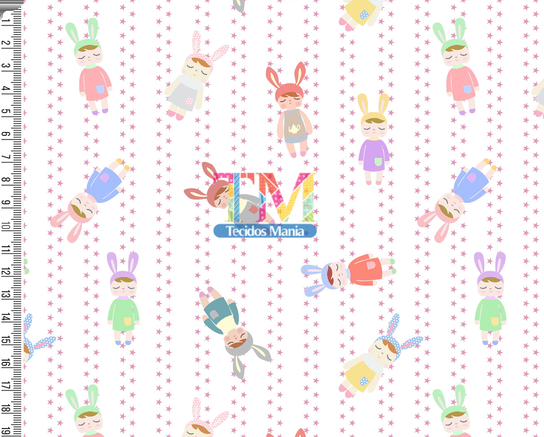 Tecido Oxford Estampa Digital - Boneca Metoo Doll - Estrelas