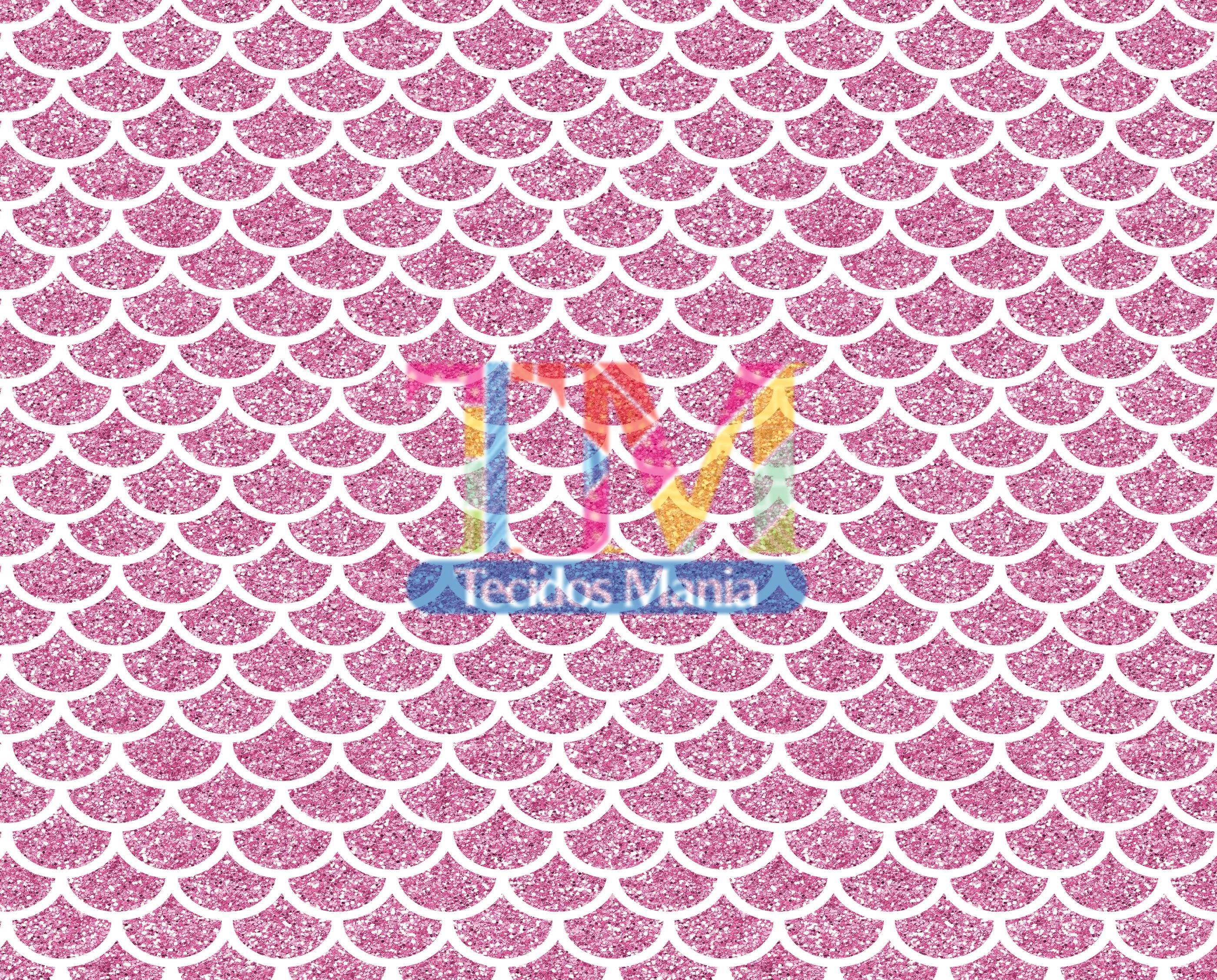 Tecido Oxford Estampa Digital - Cauda de Sereia - Glitter - Pink