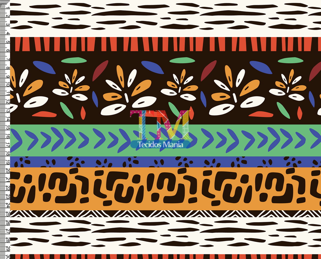 Tecido Oxford Estampa Digital - Étnico - Safari - Folhagens