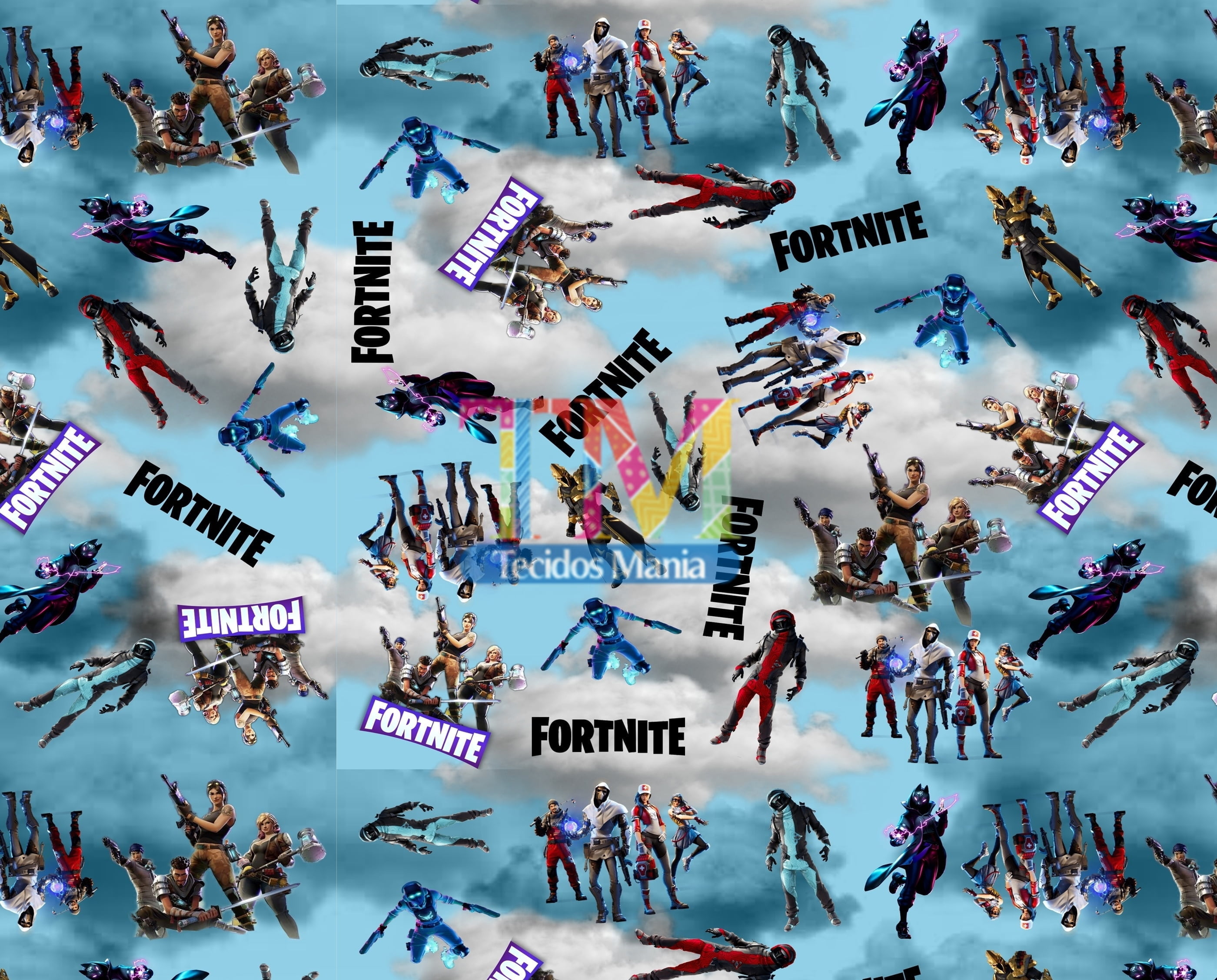 Tecido Oxford Estampa Digital - Fortnite - Fundo Azul