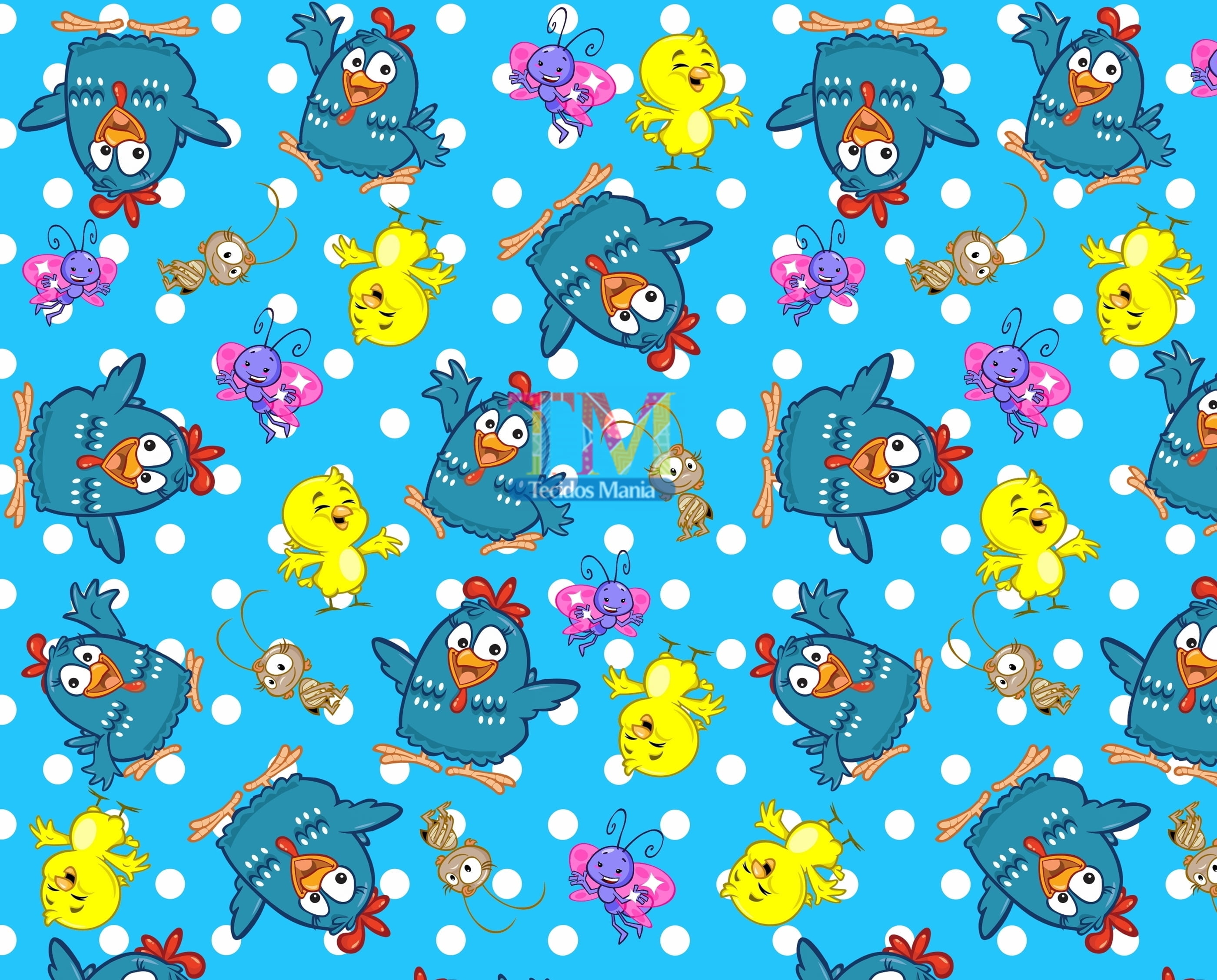 Tecido Oxford Estampa Digital - Galinha Pintadinha