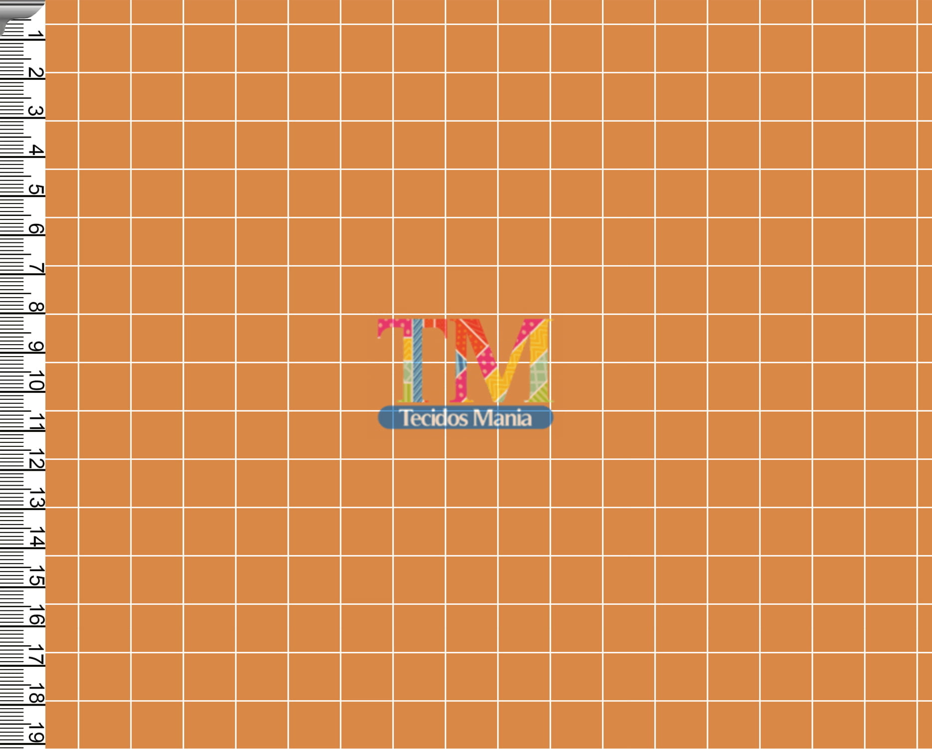 Tecido Oxford Estampa Digital - Grid - Fundo Laranja