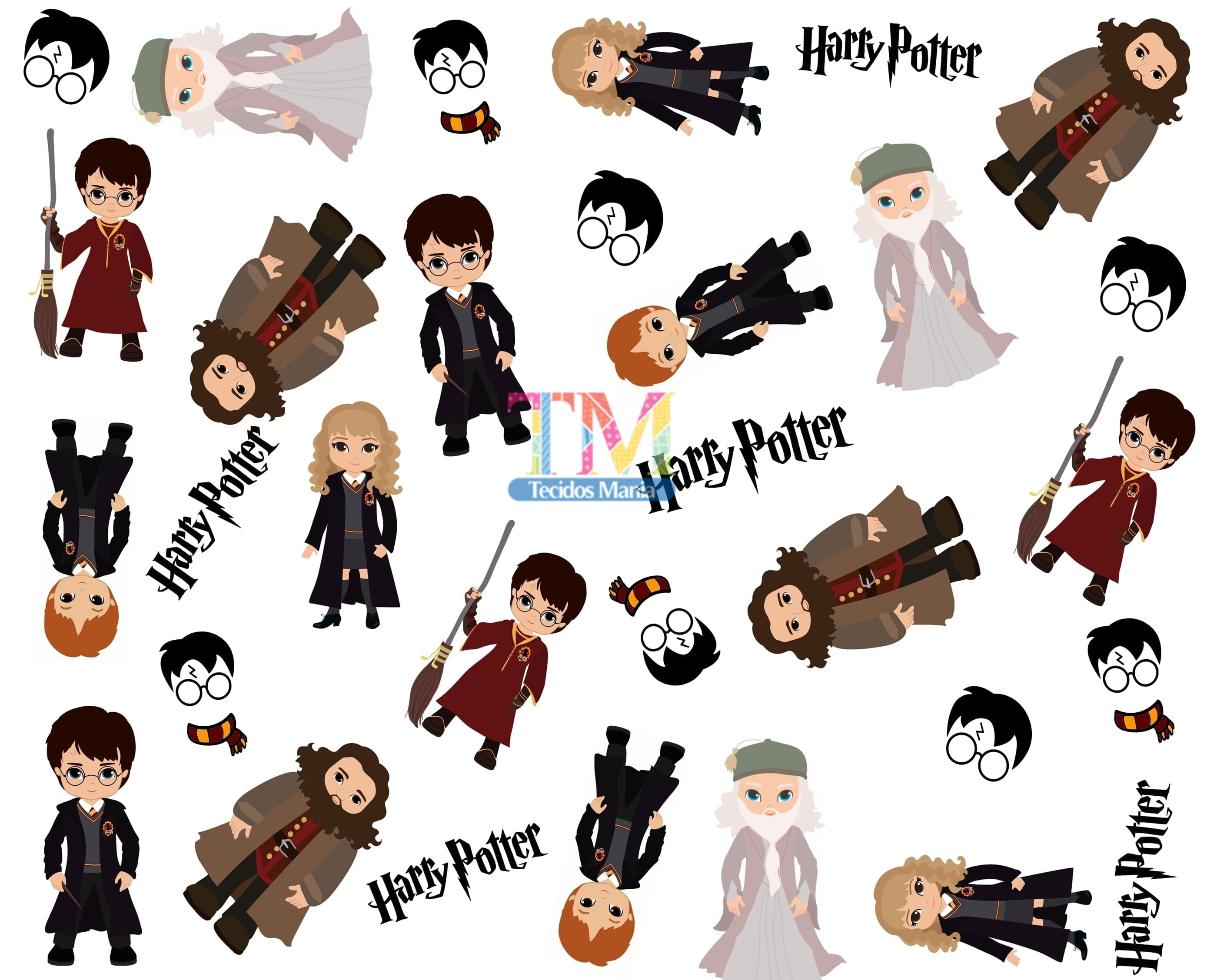 Tecido Oxford Estampa Digital - Harry Potter - Fundo Branco