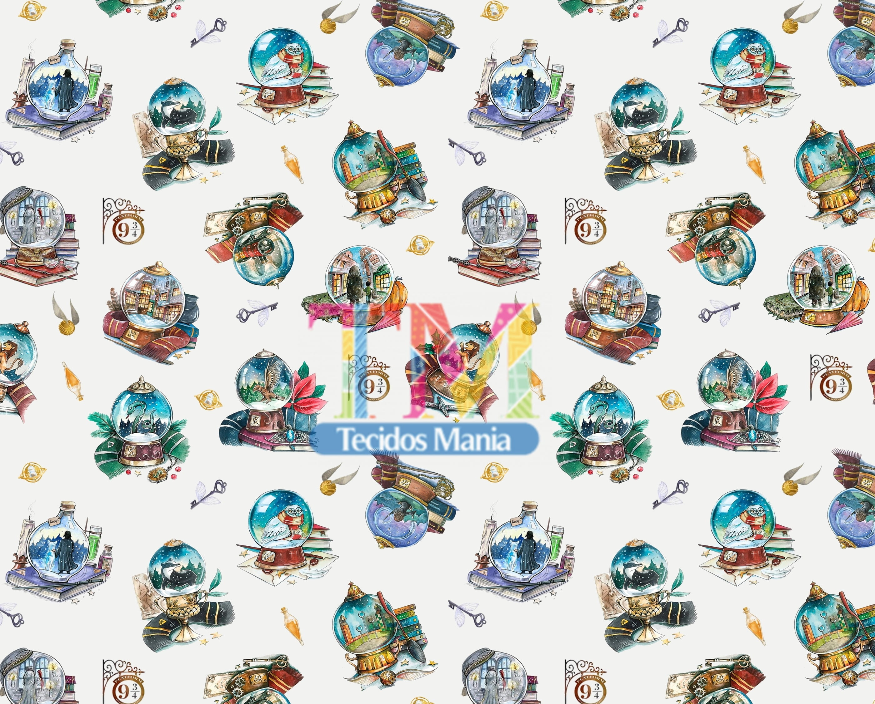 Tecido Oxford Estampa Digital - Harry Potter - Globo De Neve