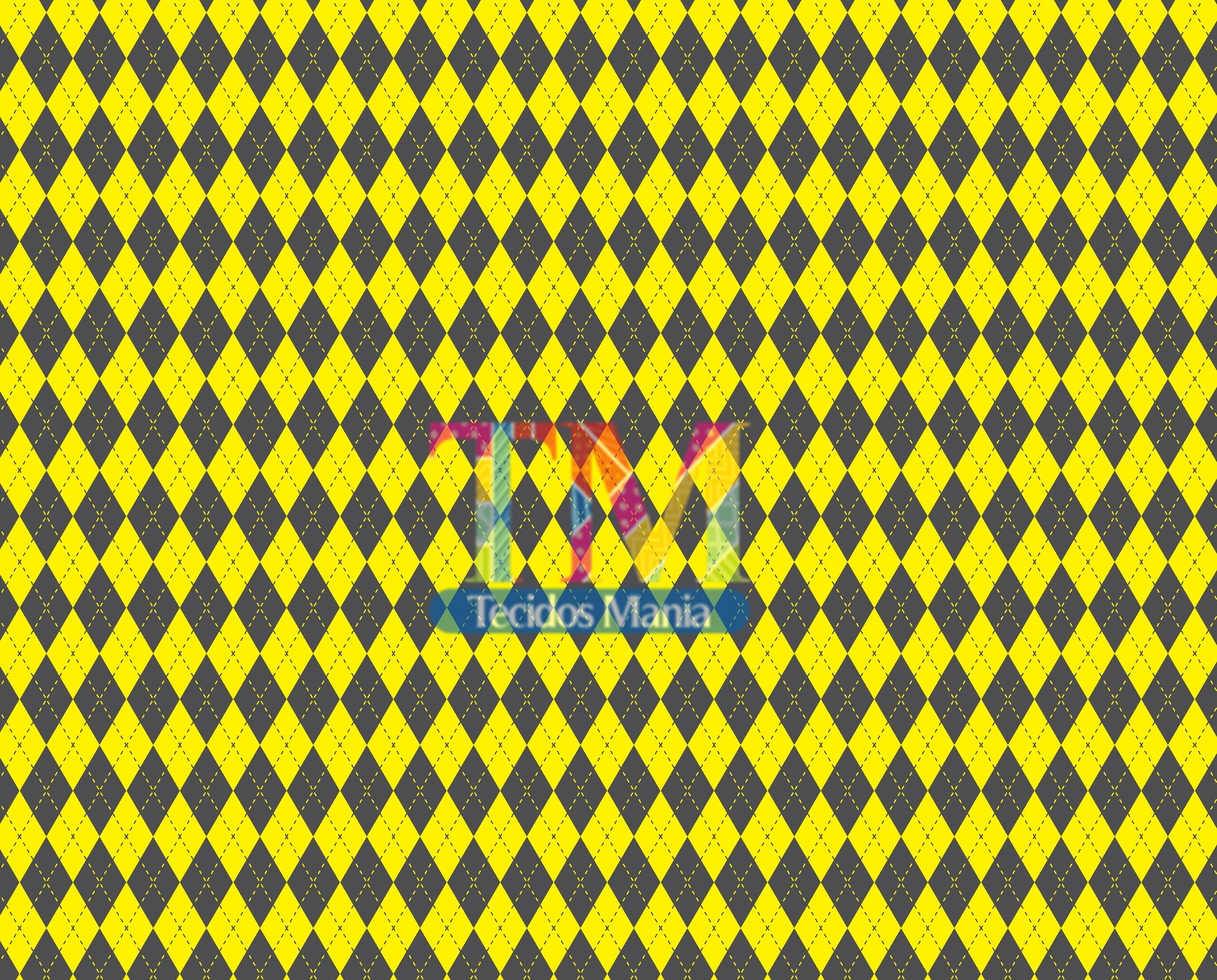 Tecido Oxford Estampa Digital - Harry Potter - Xadrez - Amarelo Com Cinza