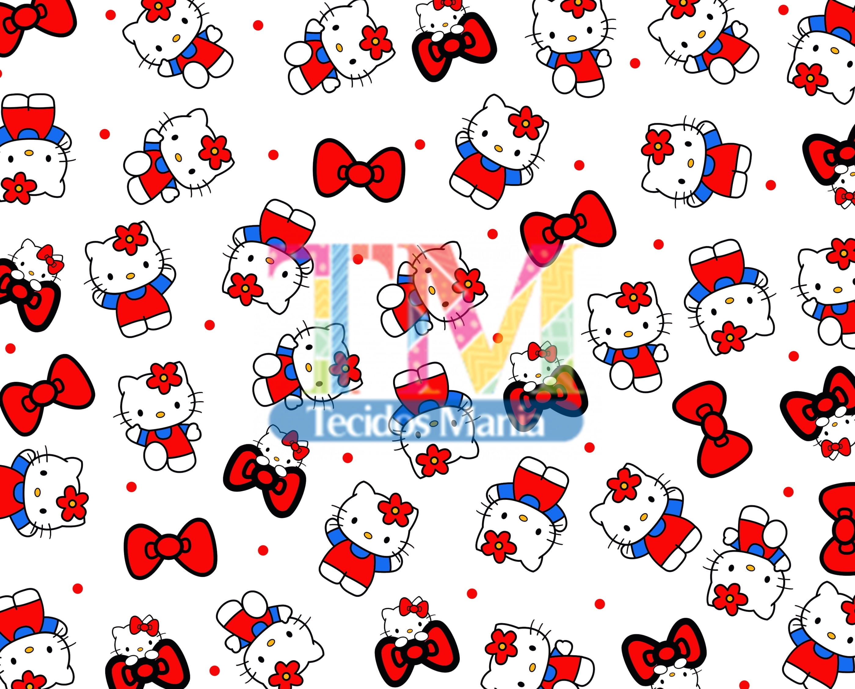 Tecido Oxford Estampa Digital - Hello Kitty - Fundo Branco