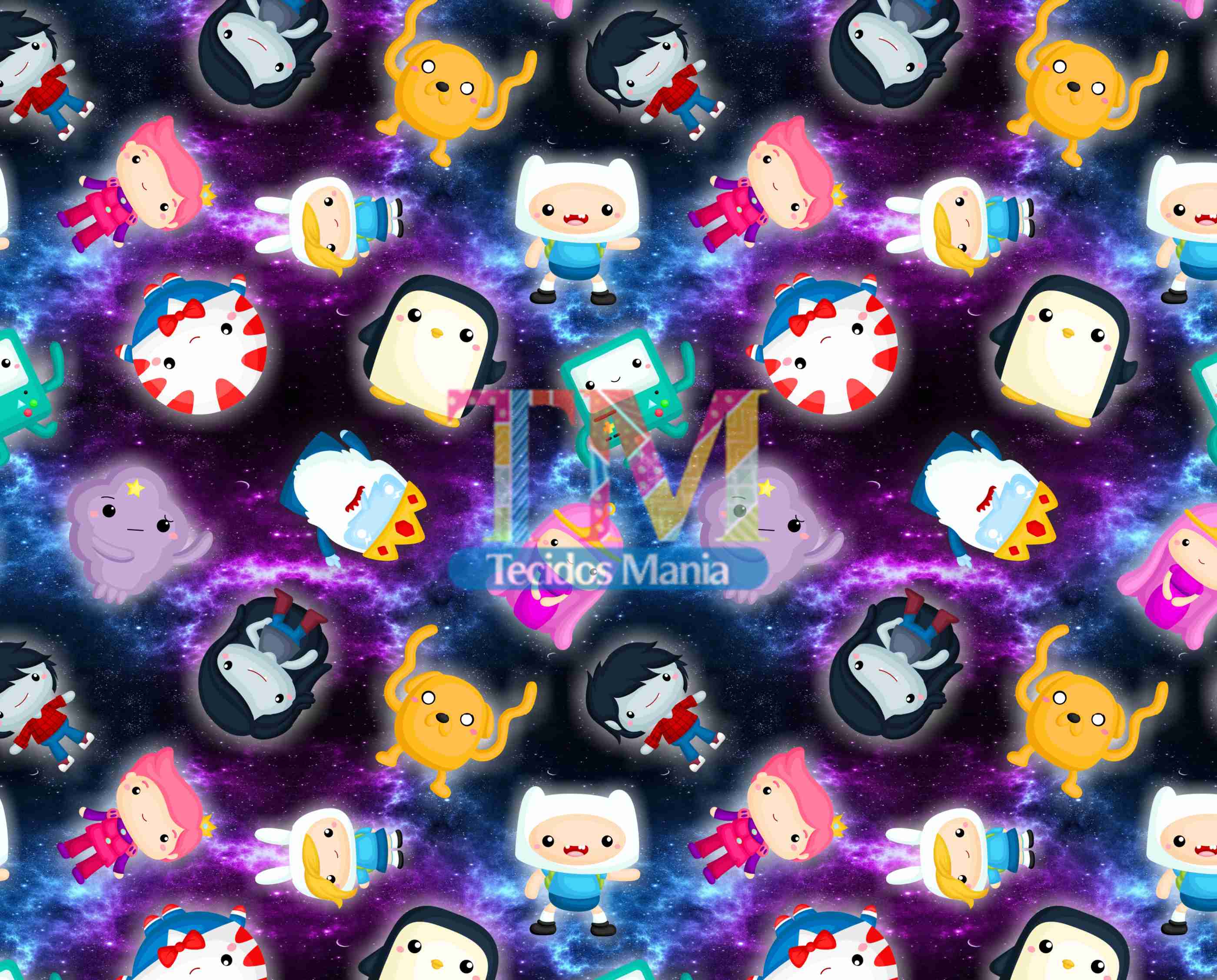 Tecido Oxford Estampa Digital - Hora De Aventura - Galáxia