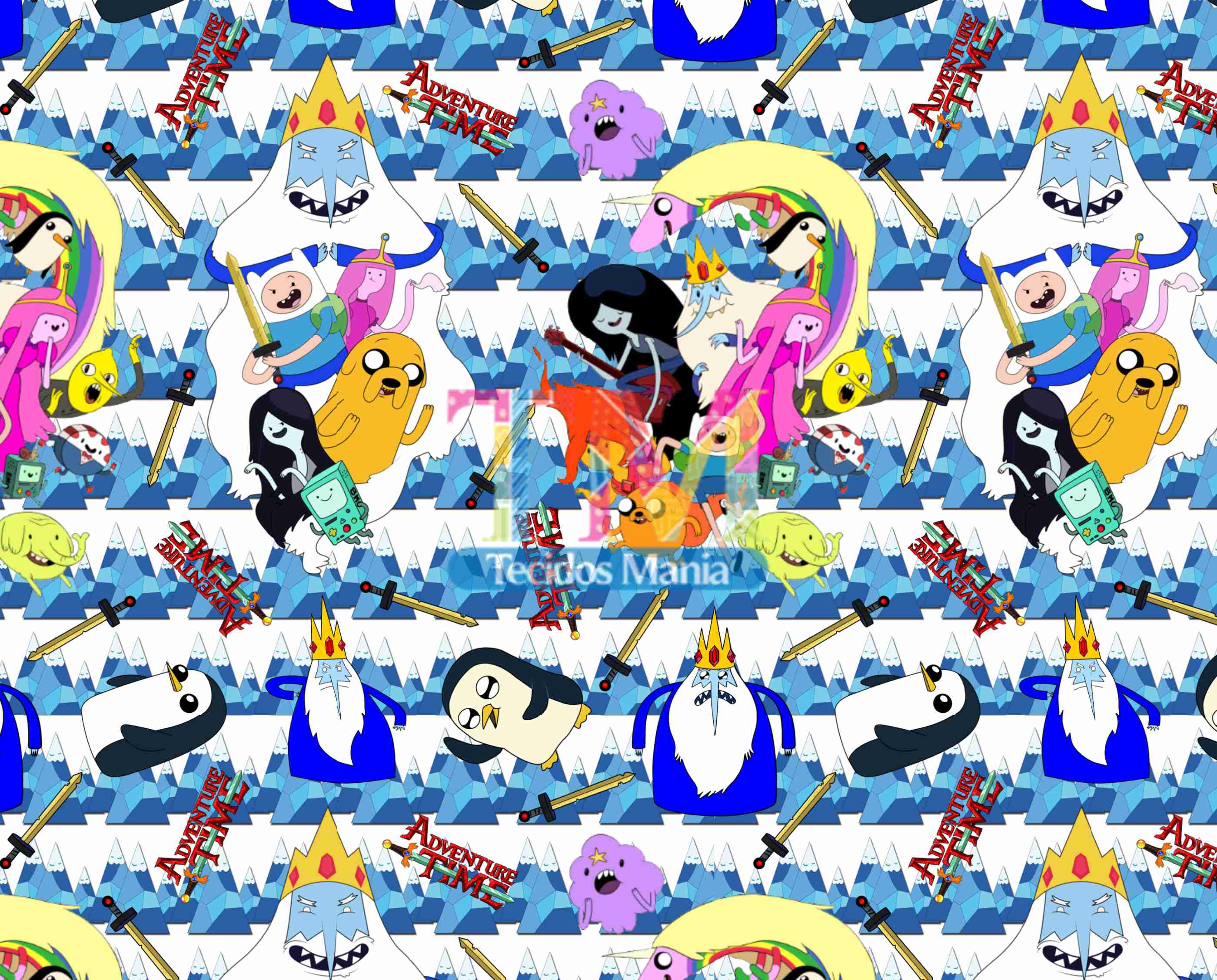 Tecido Oxford Estampa Digital - Hora De Aventura - Gelo