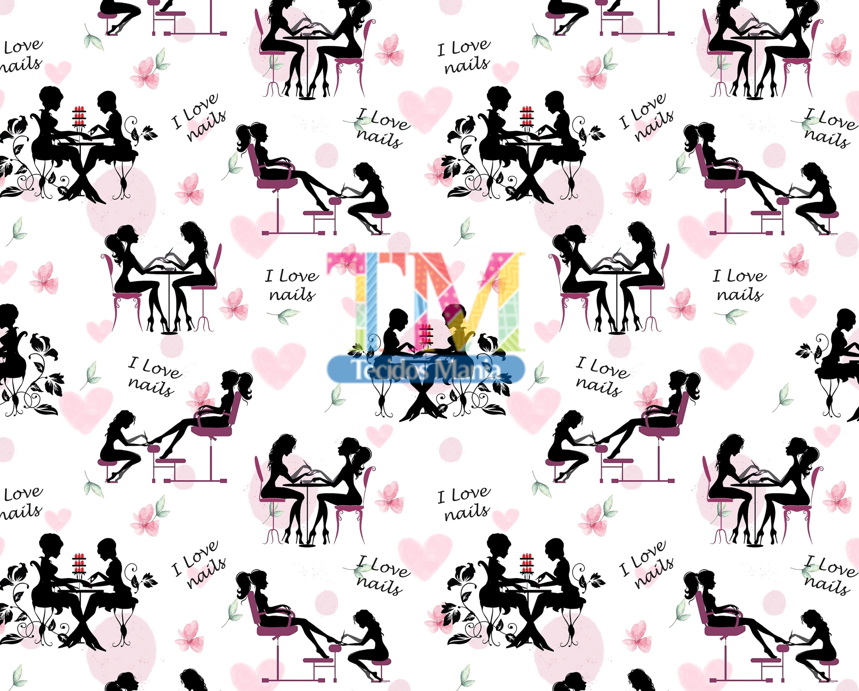 Tecido Oxford Estampa Digital - Manicure - I love Nails