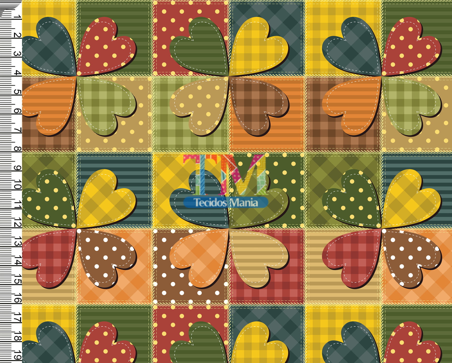 Tecido Oxford Estampa Digital - Patchwork - Trevo