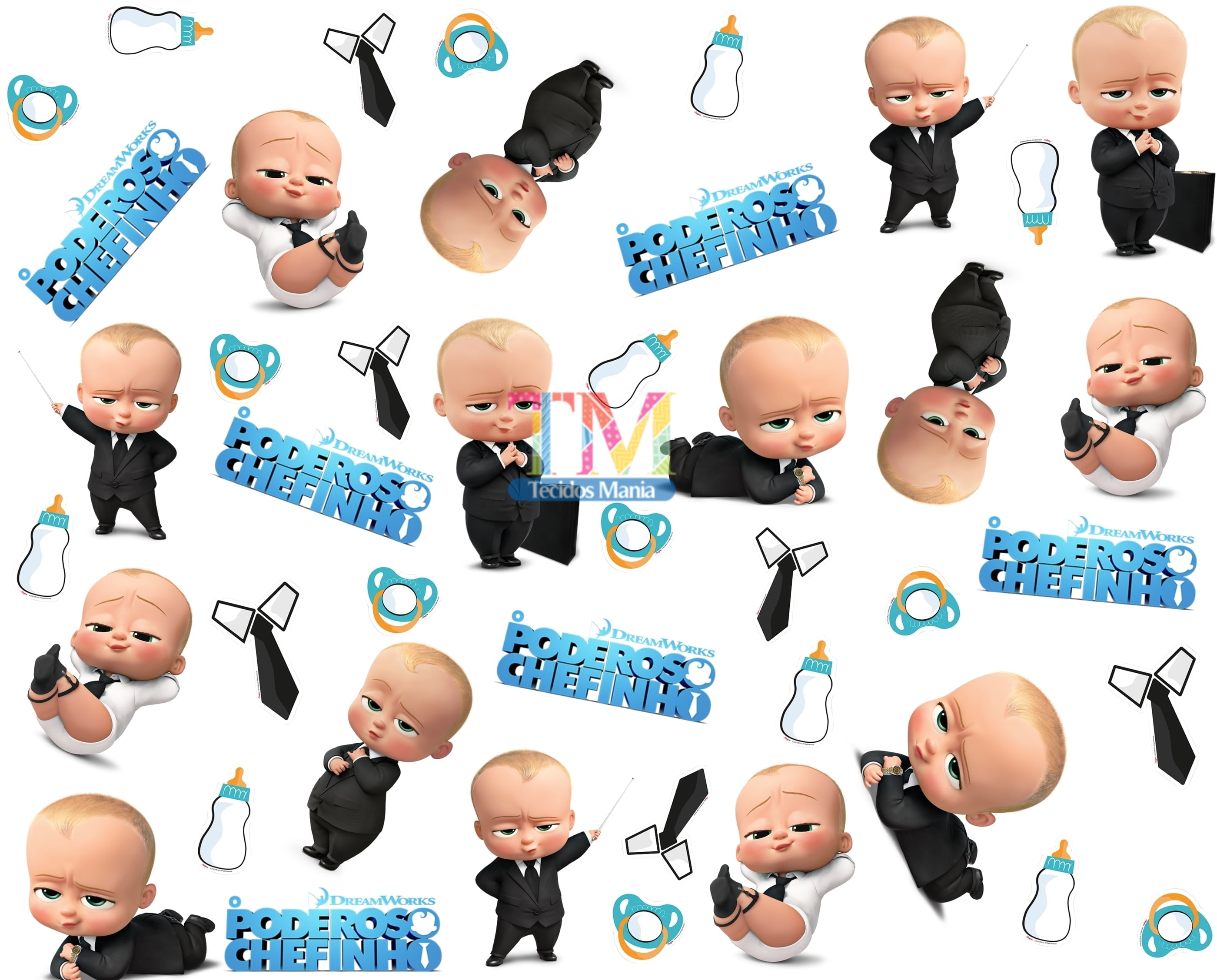 Tecido Oxford Estampa Digital - Poderoso Chefinho - Fundo Branco