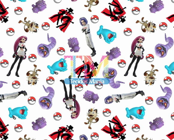 Tecido Oxford Estampa Digital - Pokémon - Equipe Rocket