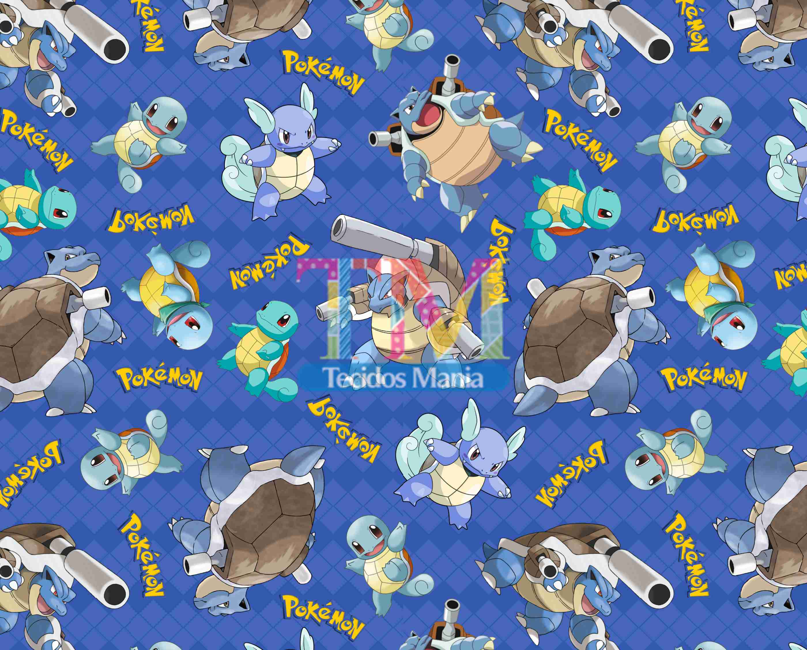 Tecido Oxford Estampa Digital - Pokémon - Evolução Squirtle