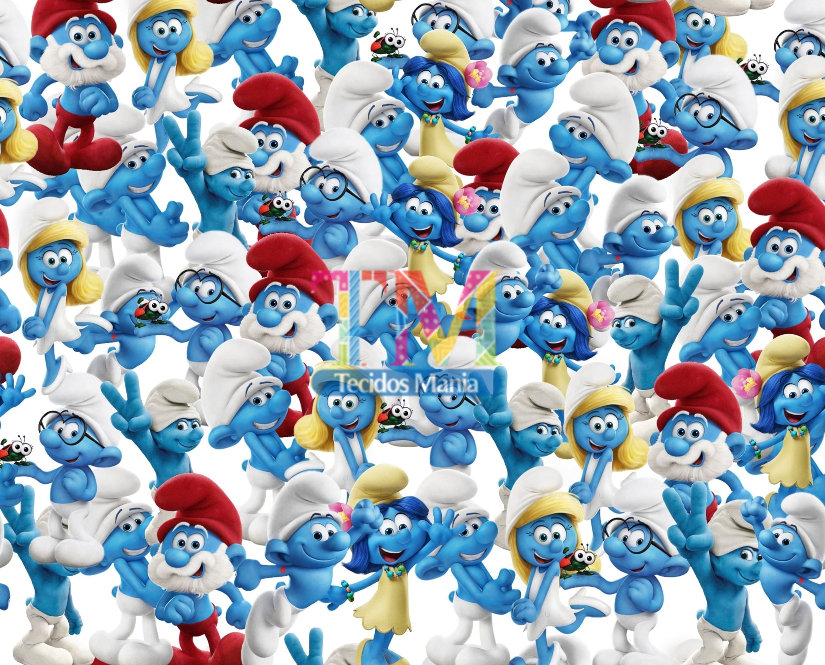 Tecido Oxford Estampa Digital - Smurf 