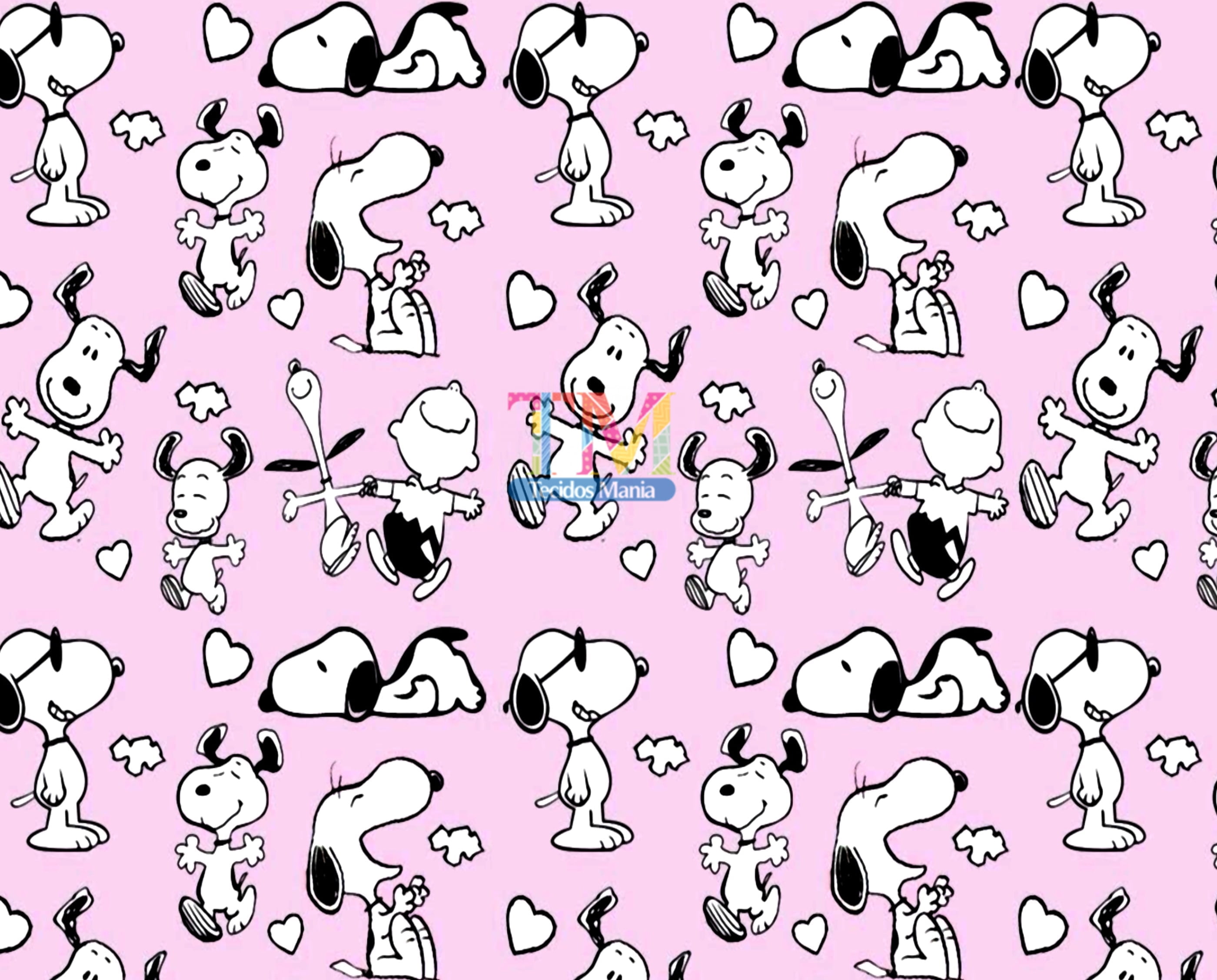 Tecido Oxford Estampa Digital - Snoopy - Fundo Rosa
