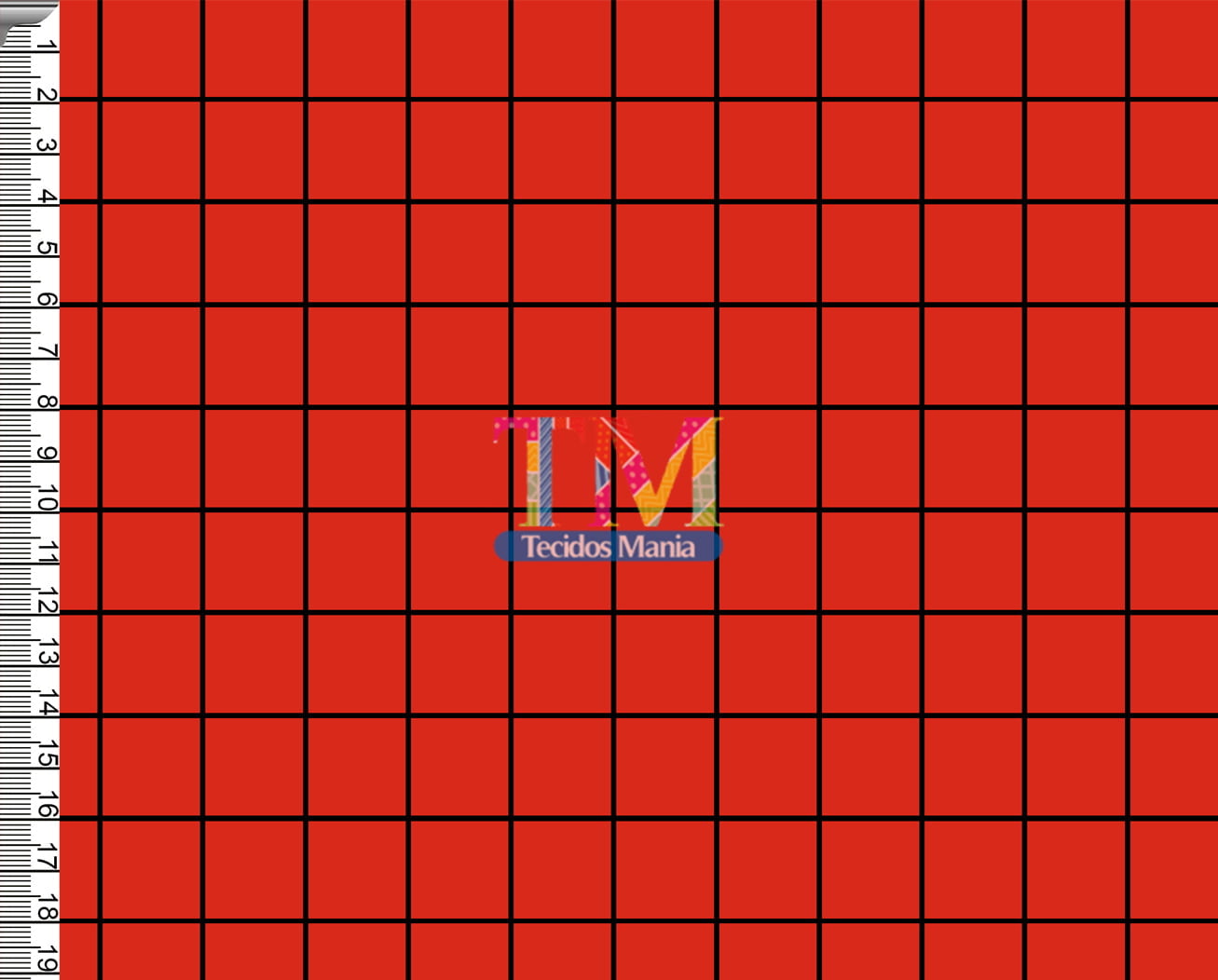 Tecido Oxford Estampa Digital - Xadrez - Grid - Vermelho e Preto