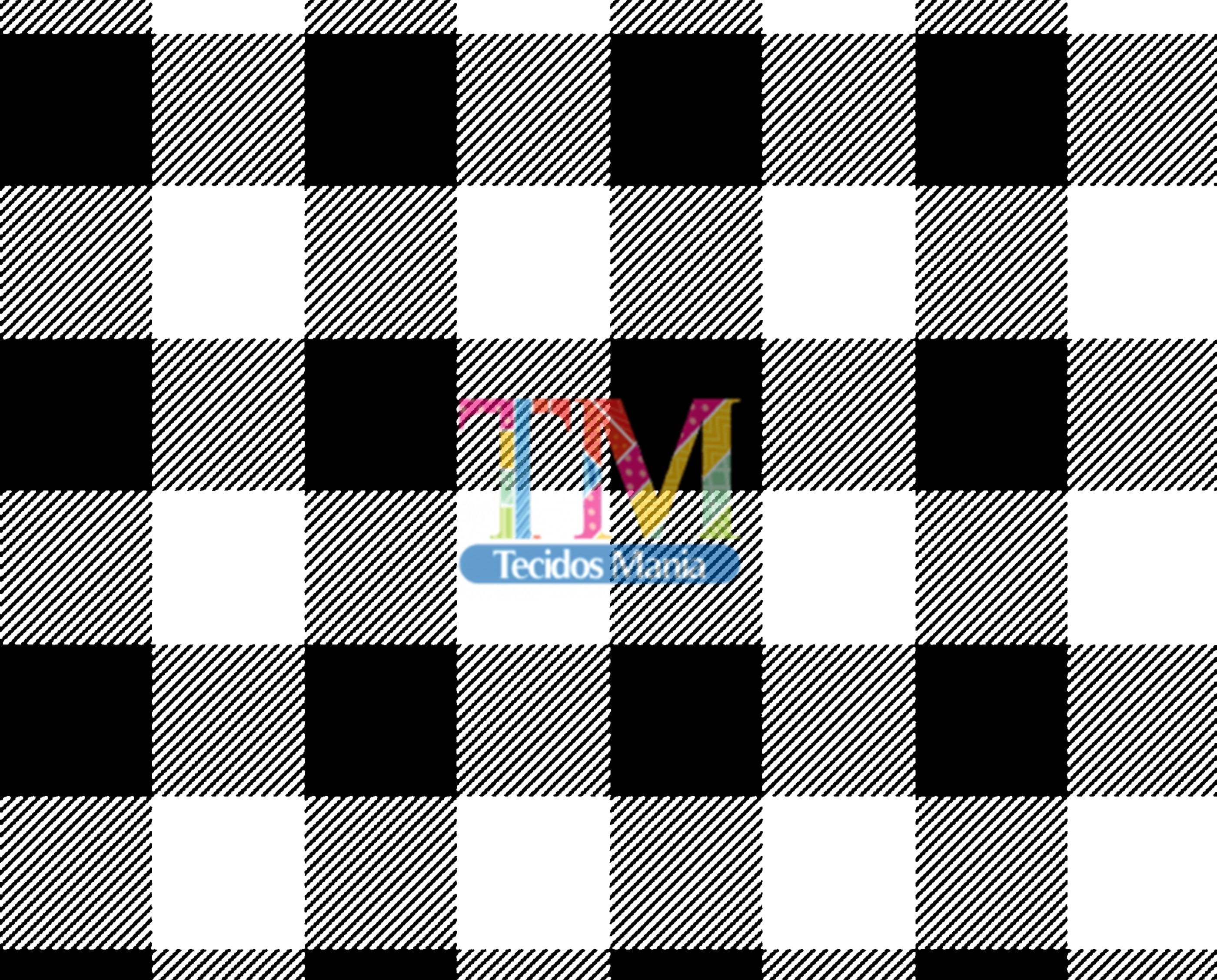 Tecido Oxford Estampa Digital - Xadrez - Preto Com Branco