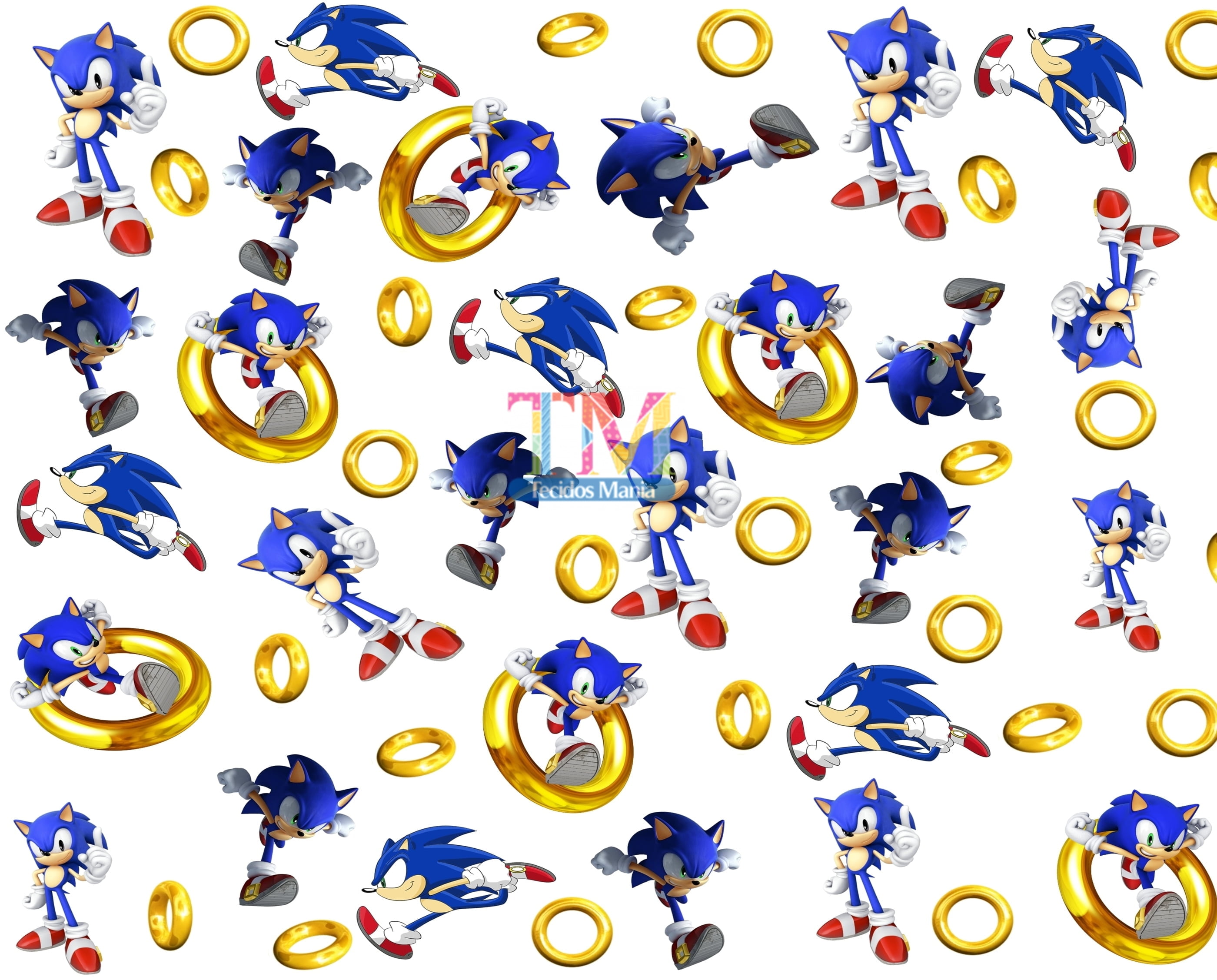 Tecido tricoline, microfibra ou gabardine estampado - Anel do Sonic -  Tecidos Mania