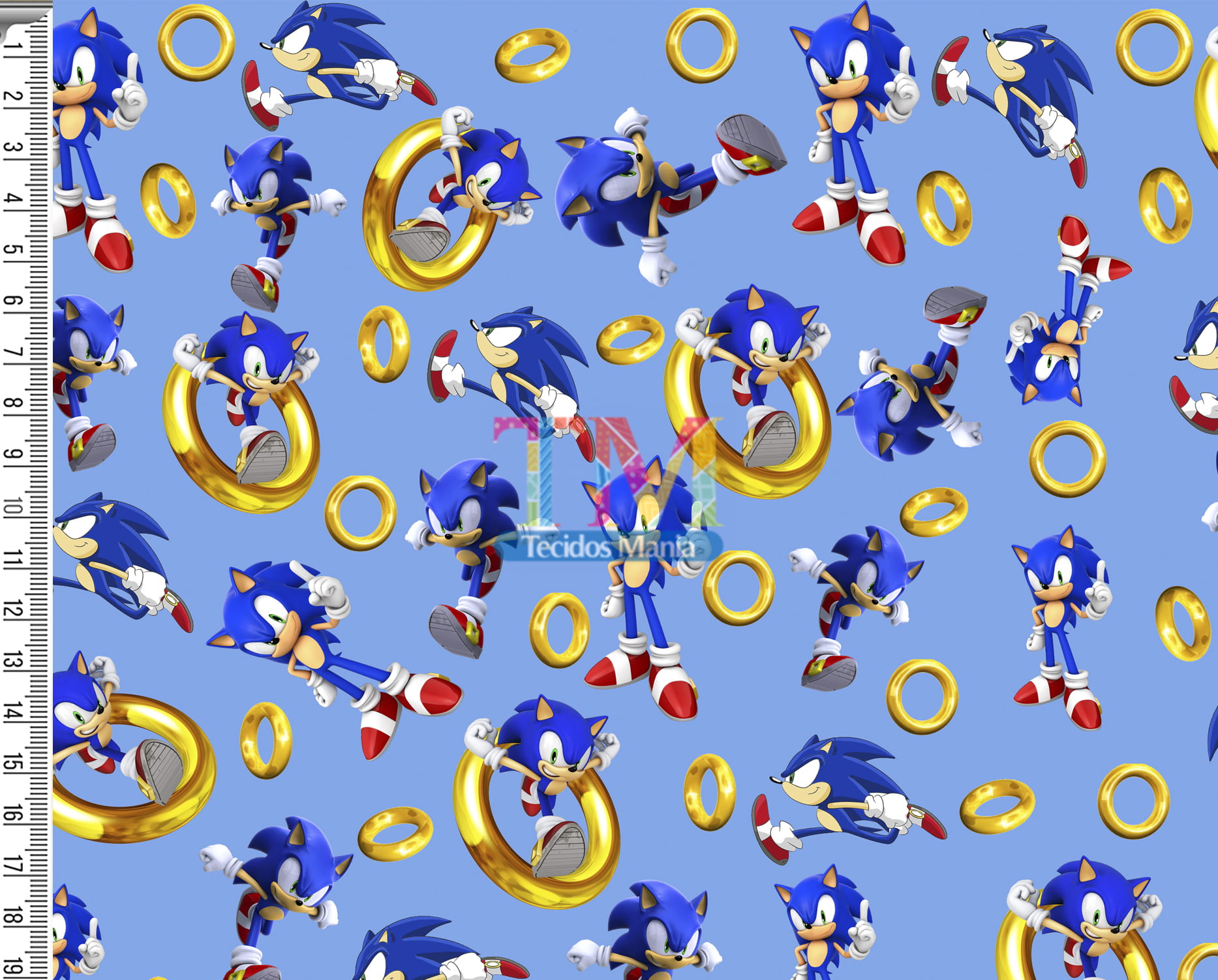 Tecido Sonic Personagens Estampa F. Rosa - 140 cm X 100 cm