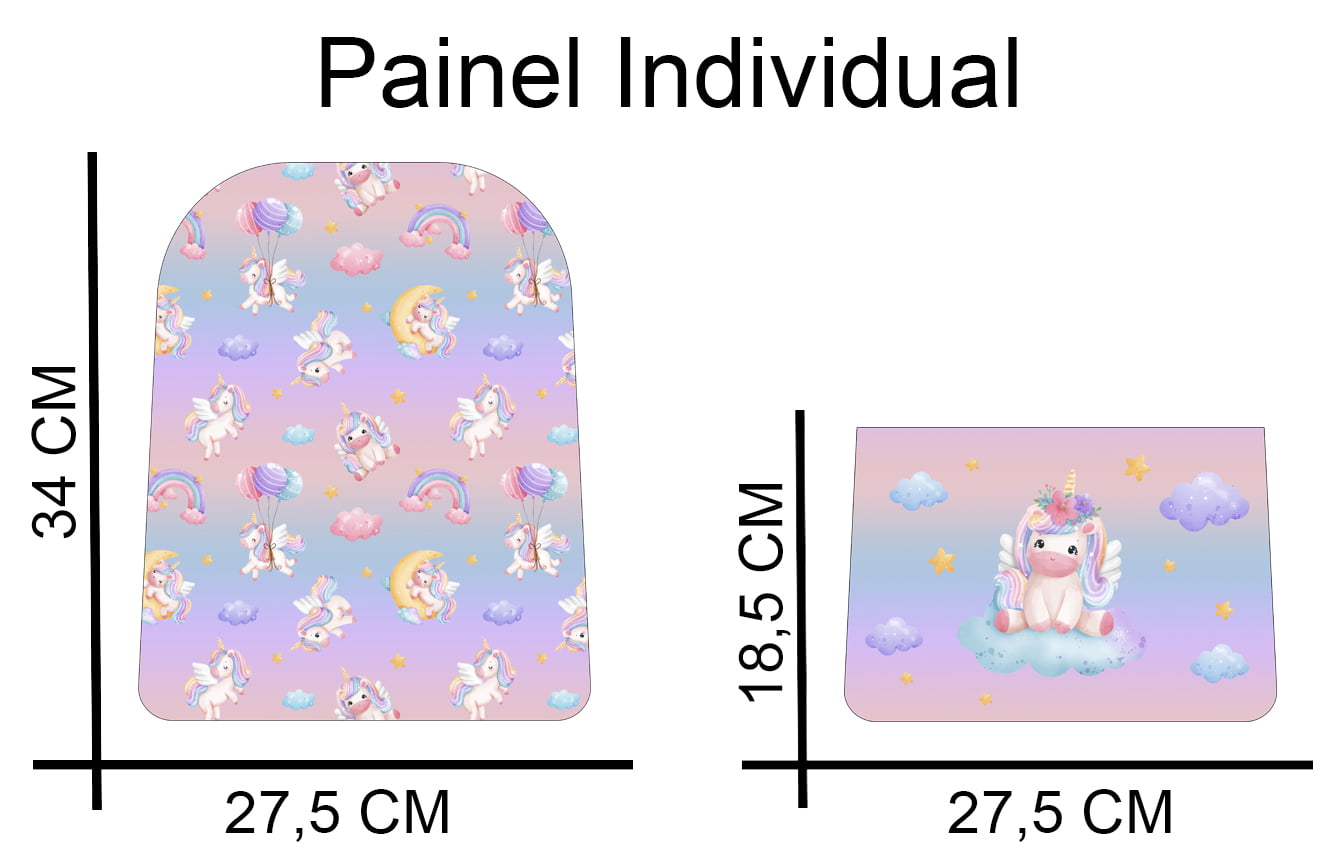 Sintético doll estampado - Painel Hellena Cometti - Mochila escolar - Anna  - Unicórnio no balão - Tecidos Mania