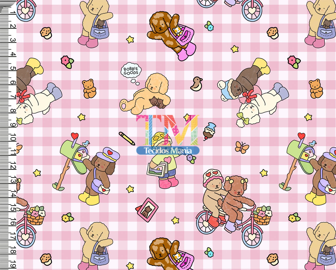 Sintético doll estampado  - bobbie goods - xadrez rosa