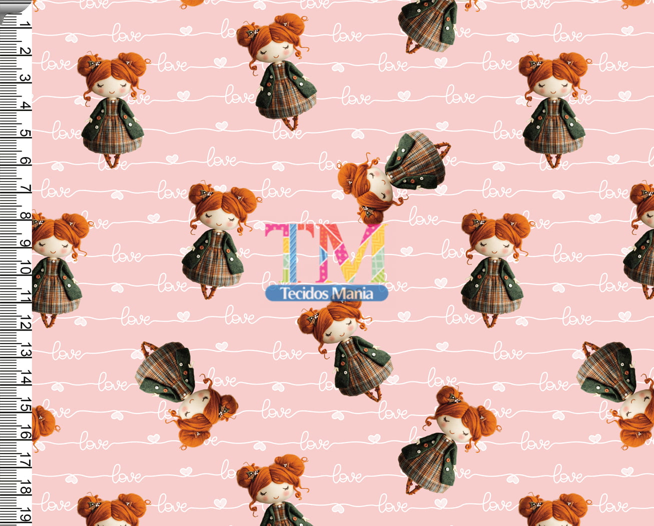 Sintético doll estampado - Boneca Merida - Love - Fundo Rosa - 3D