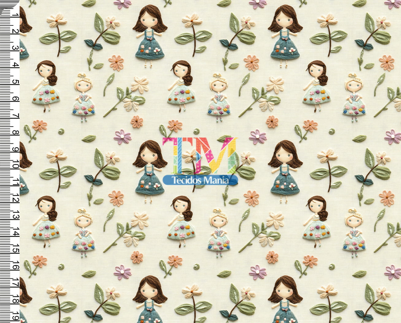 Sintético doll estampado  - Bonecas - floral Gigi - 3D