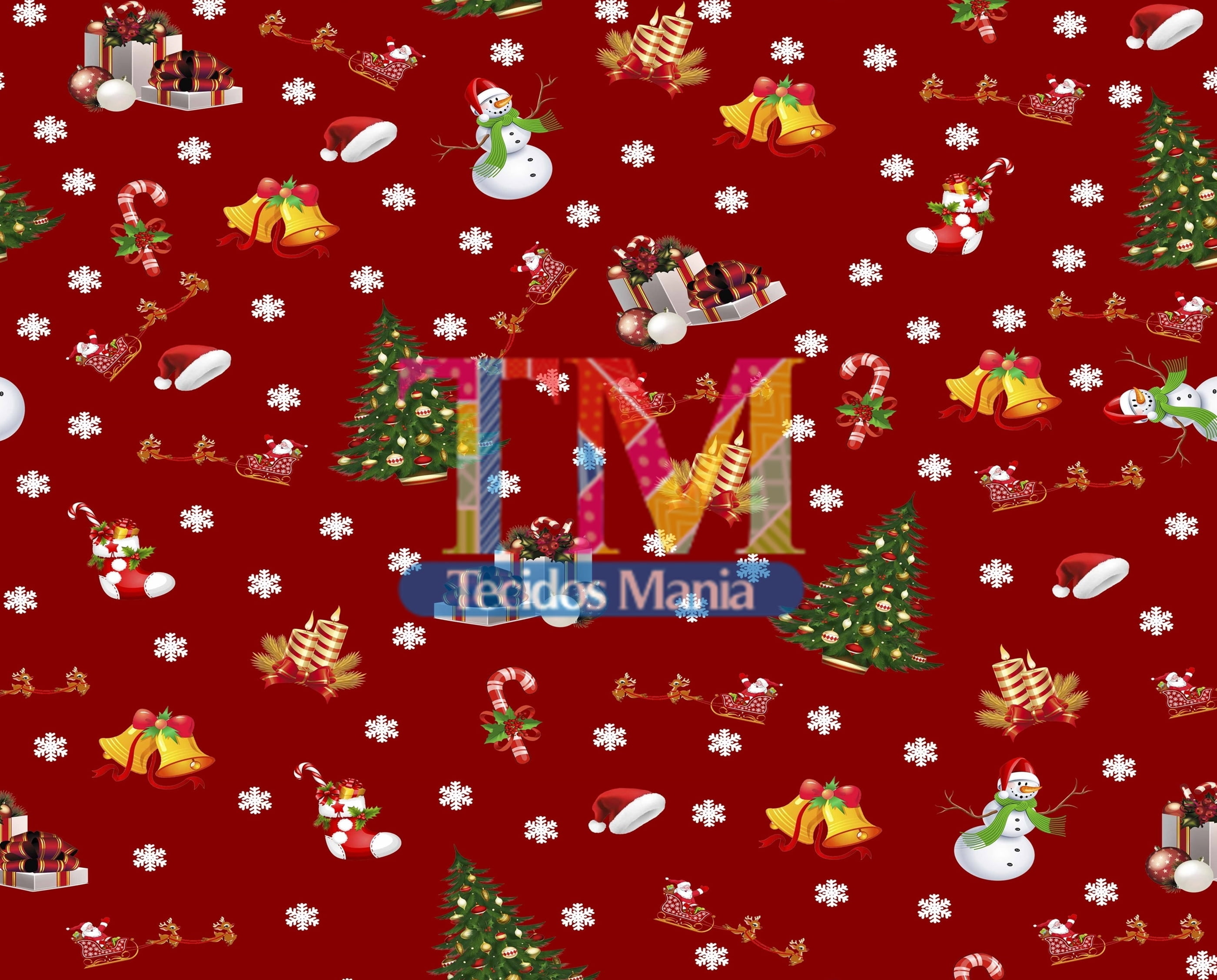 Sintético doll estampado - Boneco de neve Natal - fundo bordo