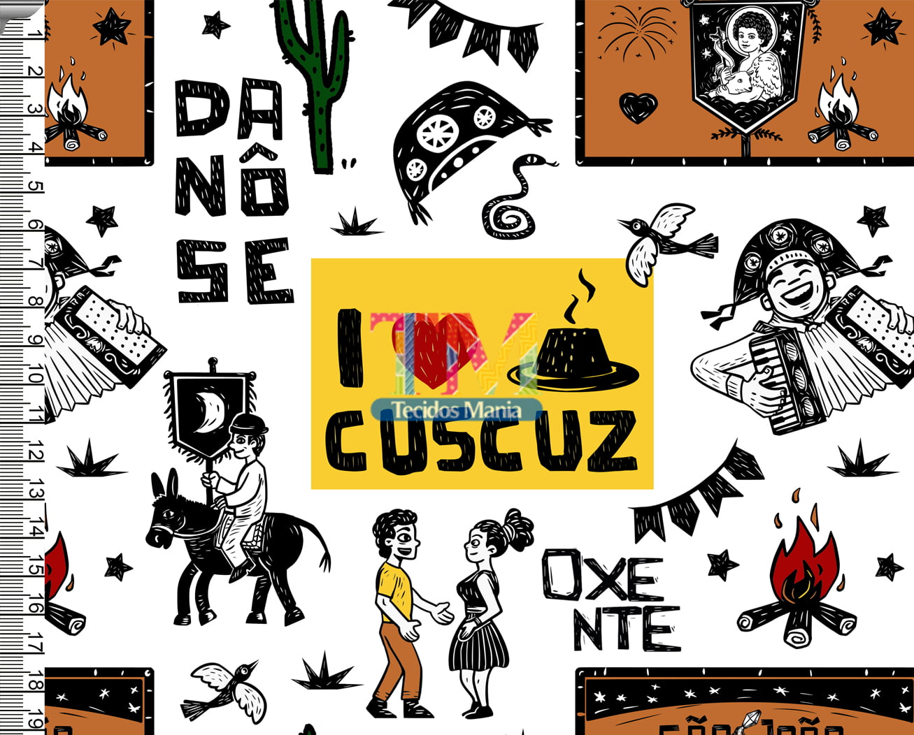 Sintético doll estampado  - Cordel - eu amo cuscuz