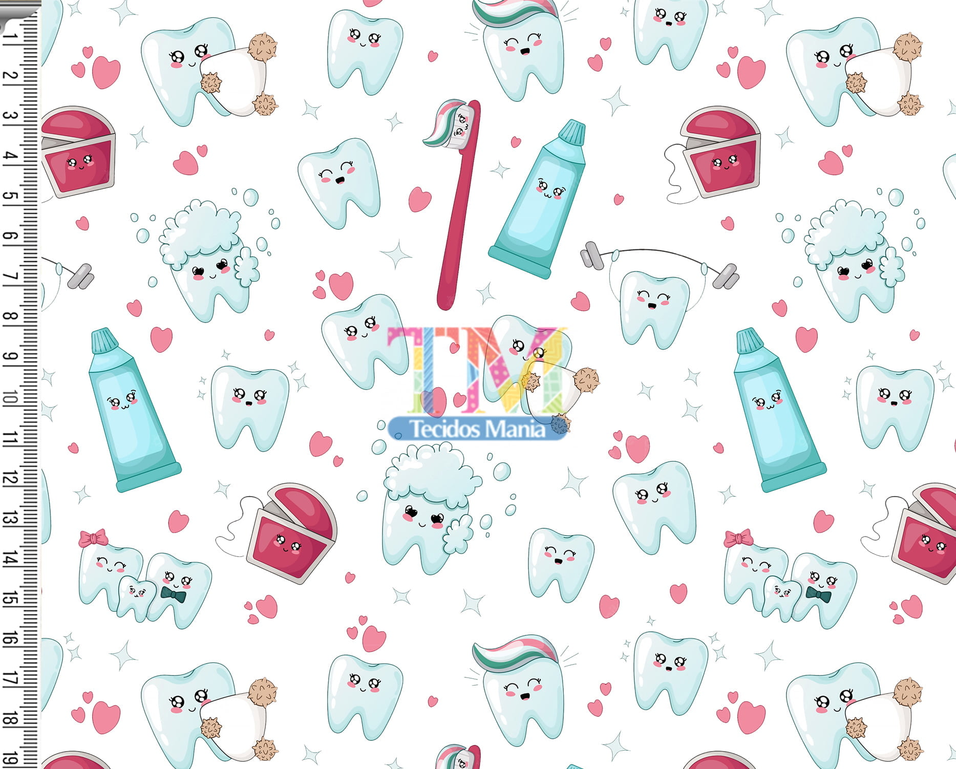 Sintético doll estampado - Dentista - Dentes - Fundo branco